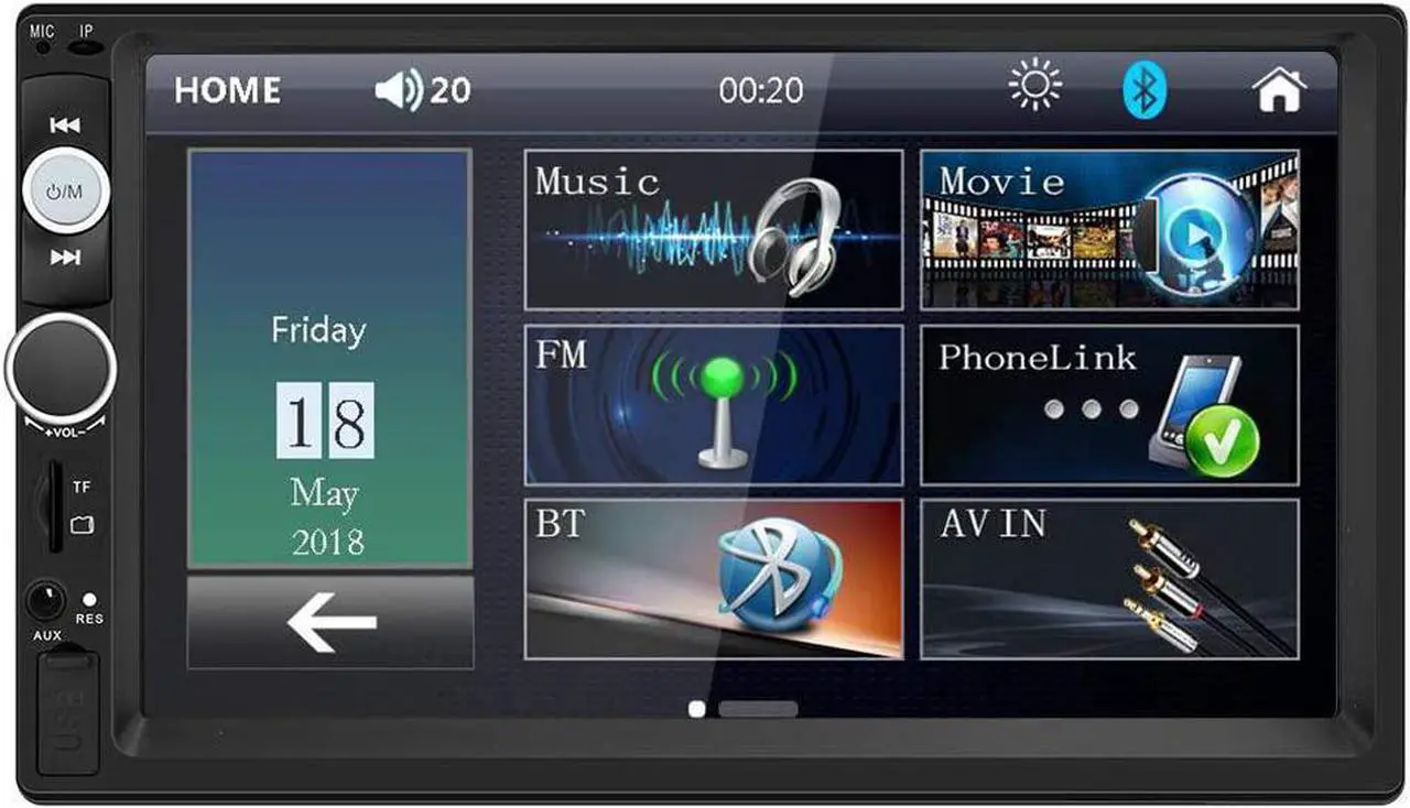 Main image of Double Din Car Stereo in Dash, FM Receiver with Remote, Car MP5 Media Player with 7inch Digital Resistive Touch Screen,Bluetooth Car Audio Mirror Link Monitor for Android