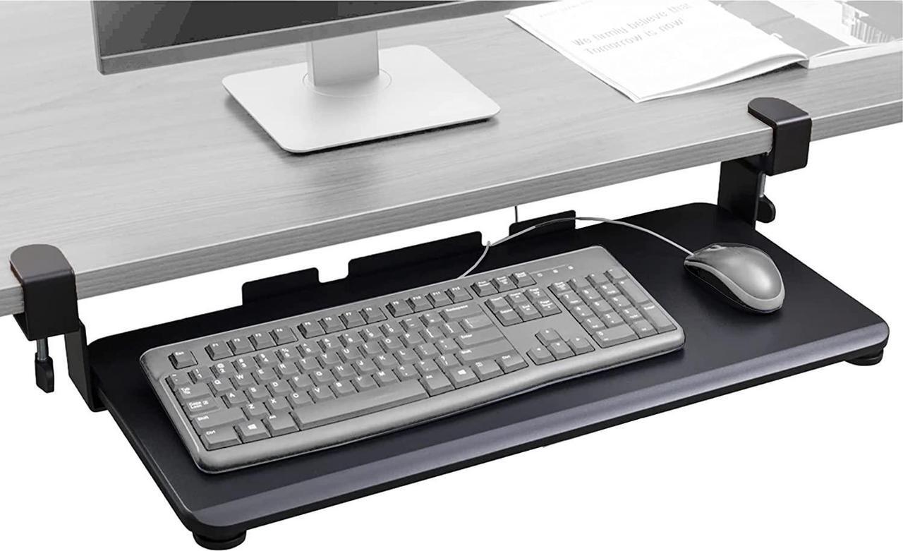 Main image of Keyboard Tray Under Desk  27" Clamp On Keyboard Drawer Computer Stand  Ergonomic Mouse & Keyboard Sliding Tray Computer Desk Extender