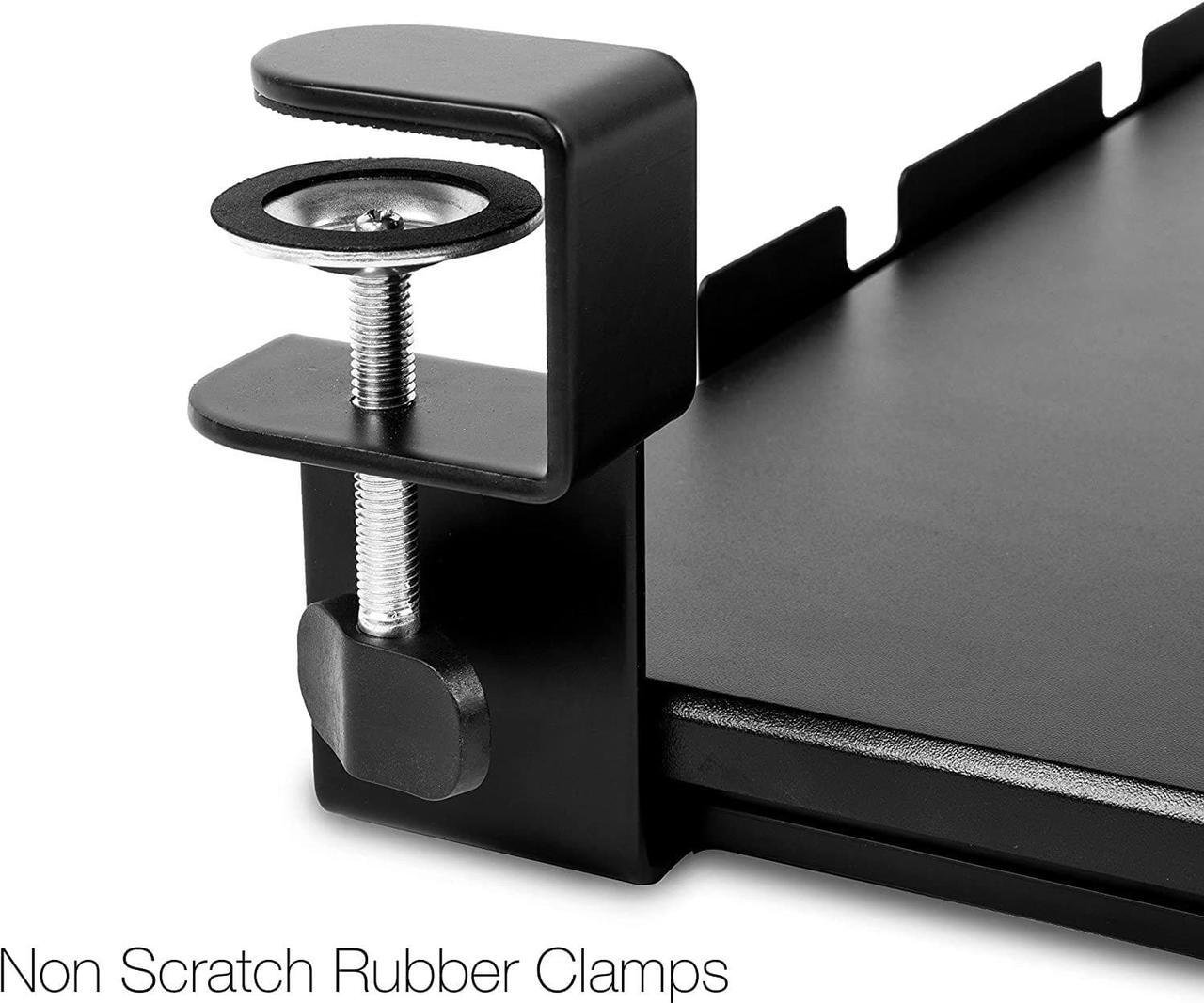 Alt view image 3 of 7 - Keyboard Tray Under Desk  27" Clamp On Keyboard Drawer Computer Stand  Ergonomic Mouse & Keyboard Sliding Tray Computer Desk Extender