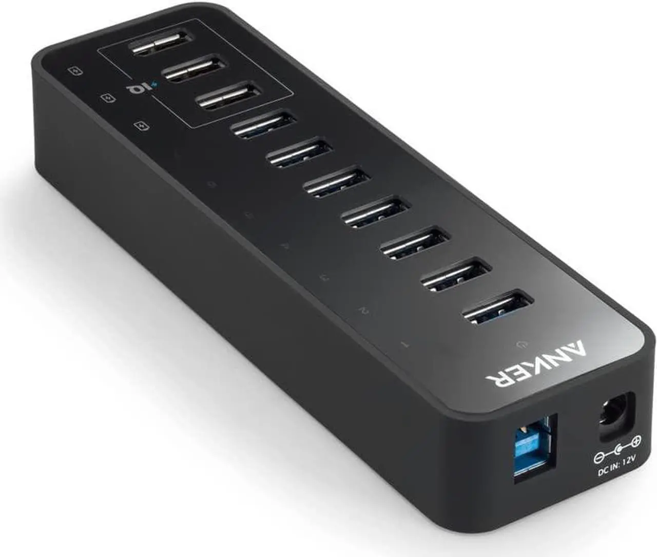 Alt view image 6 of 6 - 10 Port 60W Data Hub with 7 USB 3.0 Ports and 3 PowerIQ Charging Ports for MacBook, Mac Pro/Mini, iMac, XPS, Surface Pro, iPhone 7, 6s Plus, iPad Air 2, Galaxy Series, Mobile HDD, and More