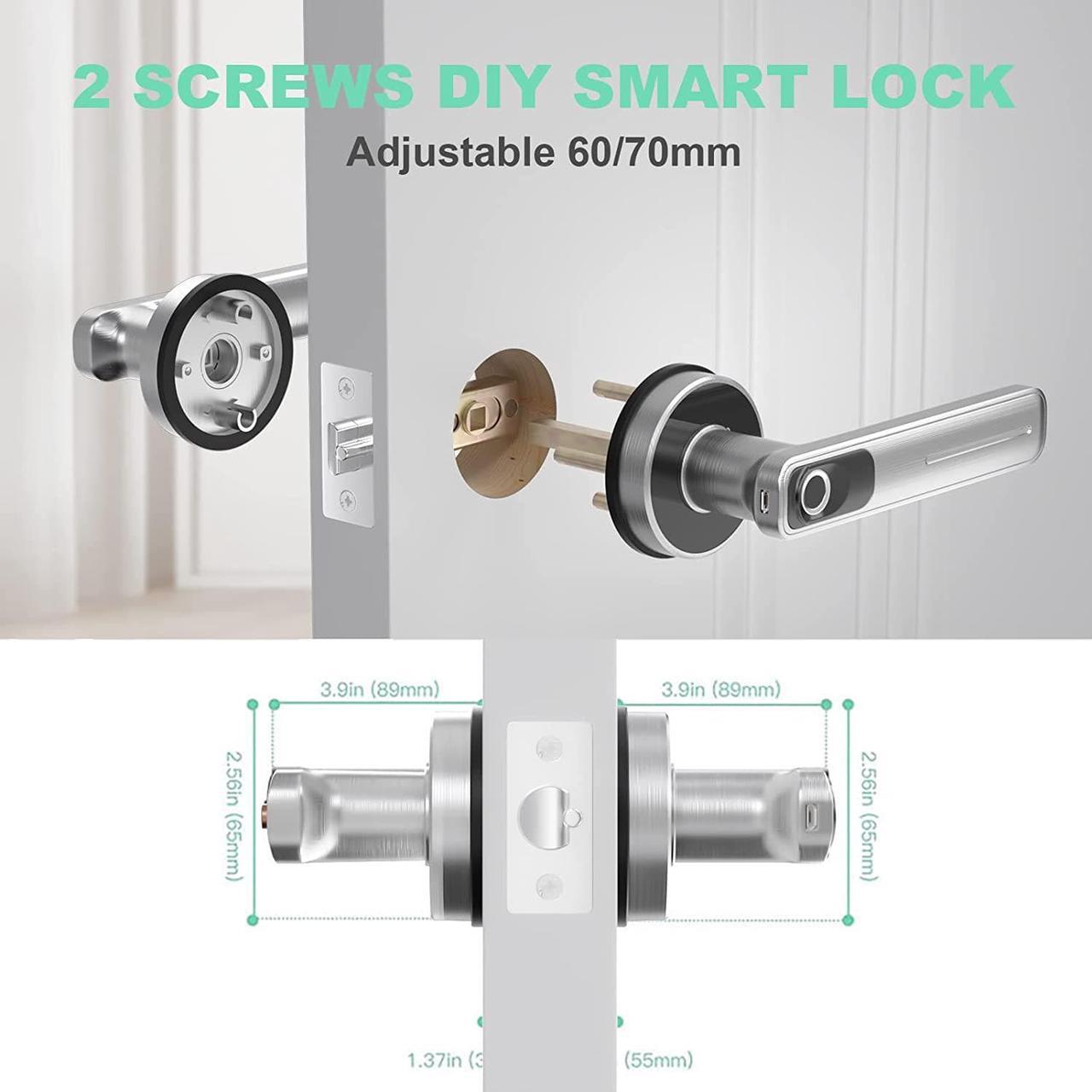 Alt view image 6 of 7 - Fingerprint Door Lock - Biometric Door Knob Fingerprint Door Knob Keyless Entry Door Locks with Handle Door Lever for Homes/Apartments/Office/AirBnB/Hotels (Silver)