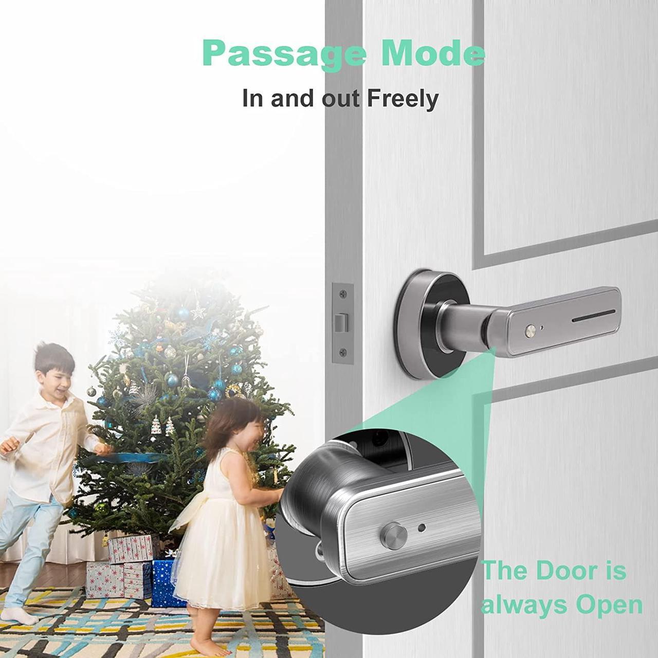 Alt view image 4 of 7 - Fingerprint Door Lock - Biometric Door Knob Fingerprint Door Knob Keyless Entry Door Locks with Handle Door Lever for Homes/Apartments/Office/AirBnB/Hotels (Silver)
