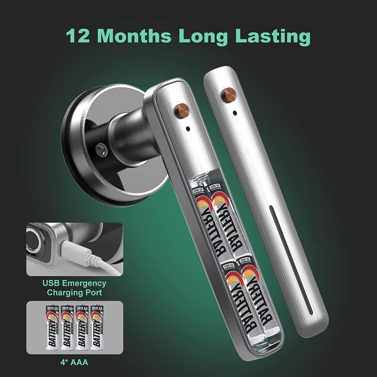 Alt view image 5 of 7 - Fingerprint Door Lock - Biometric Door Knob Fingerprint Door Knob Keyless Entry Door Locks with Handle Door Lever for Homes/Apartments/Office/AirBnB/Hotels (Silver)