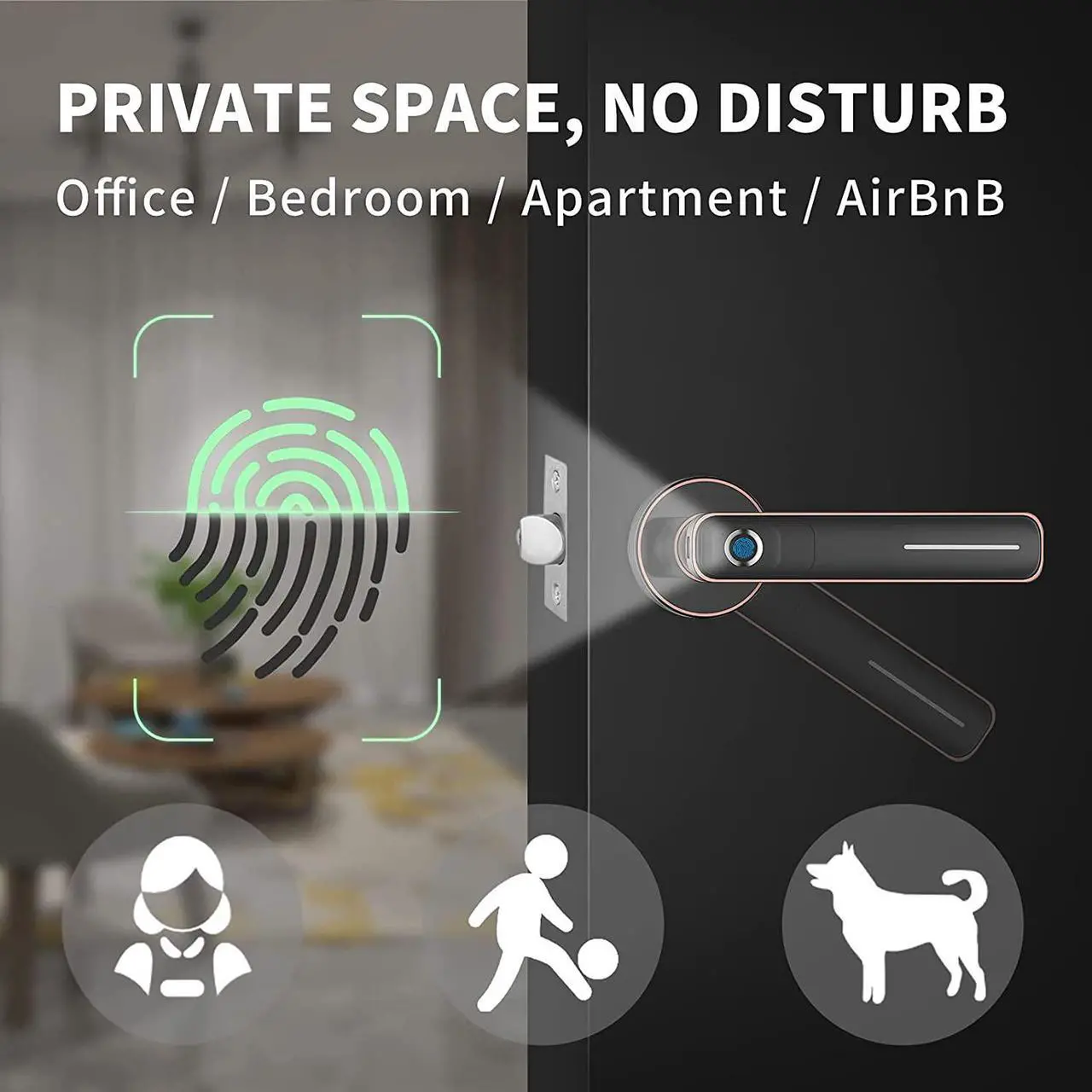 Alt view image 2 of 5 - Fingerprint Door Lock - Biometric Door Knob Fingerprint Door Knob Keyless Entry Door Locks with Handle Door Lever for Homes/Apartments/Office/AirBnB/Hotels (Silver)