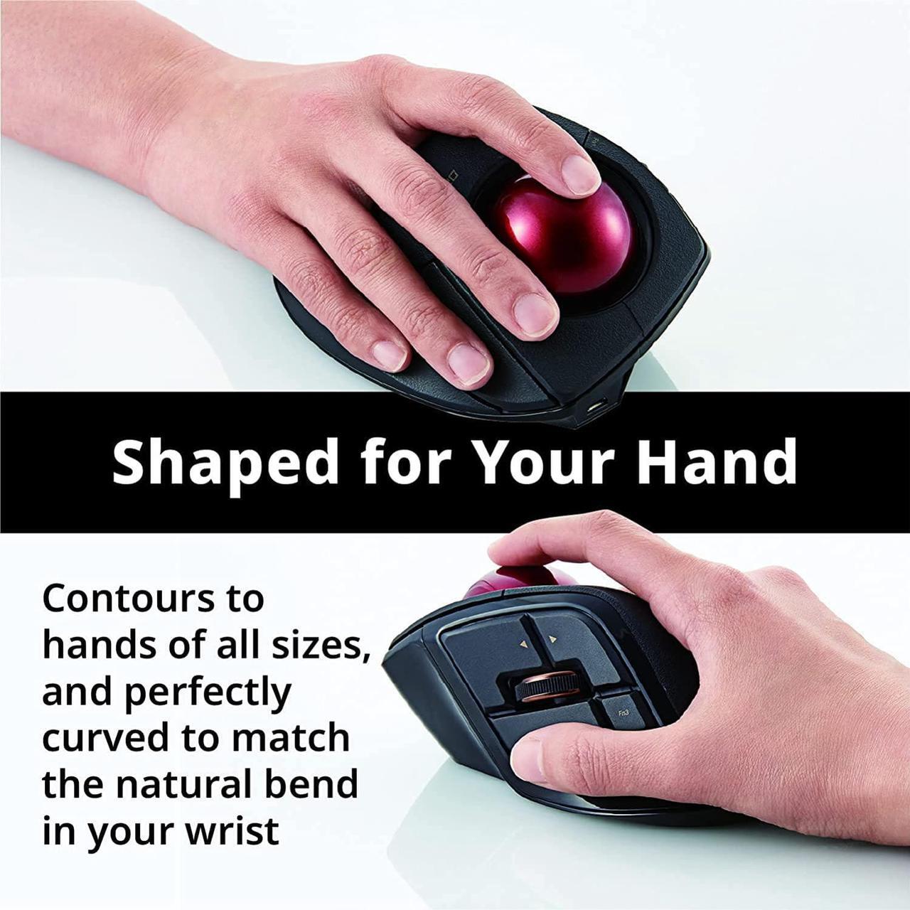 Alt view image 2 of 7 - Deft Pro Wired / Wireless / Bluetooth Finger-Operated Trackball Mouse, Ergonomic Design, 8-Button Function with Smooth Tracking, Precision Optical Gaming Sensor, Windows / Mac (M-DPT1MRXBK)