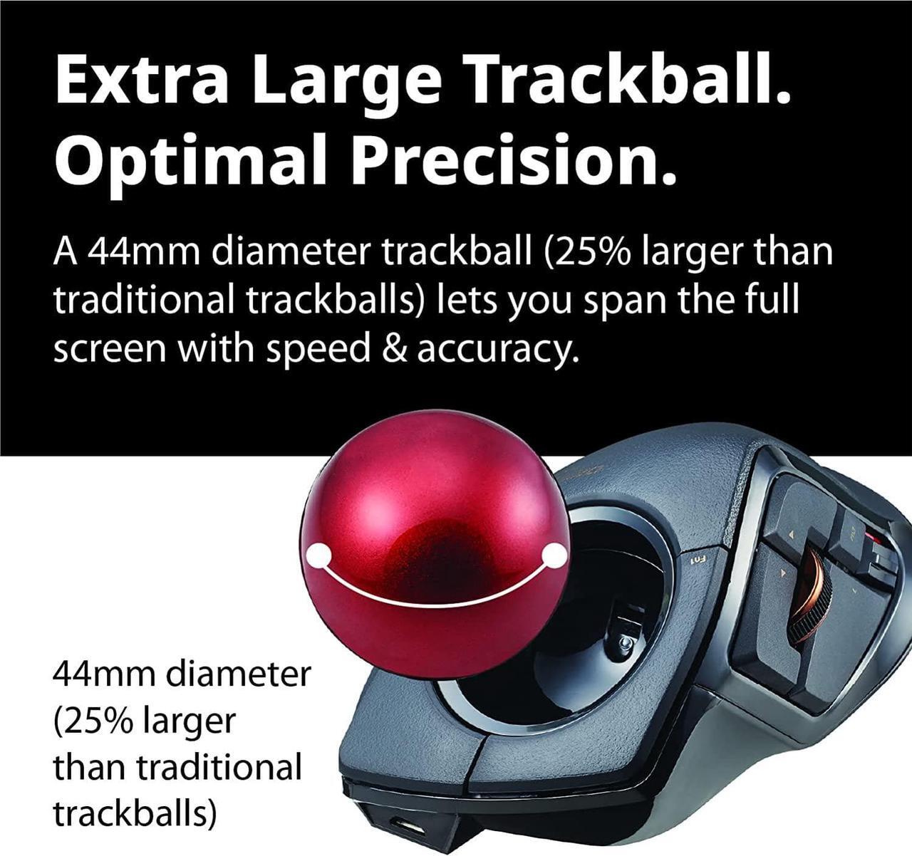 Alt view image 3 of 7 - Deft Pro Wired / Wireless / Bluetooth Finger-Operated Trackball Mouse, Ergonomic Design, 8-Button Function with Smooth Tracking, Precision Optical Gaming Sensor, Windows / Mac (M-DPT1MRXBK)