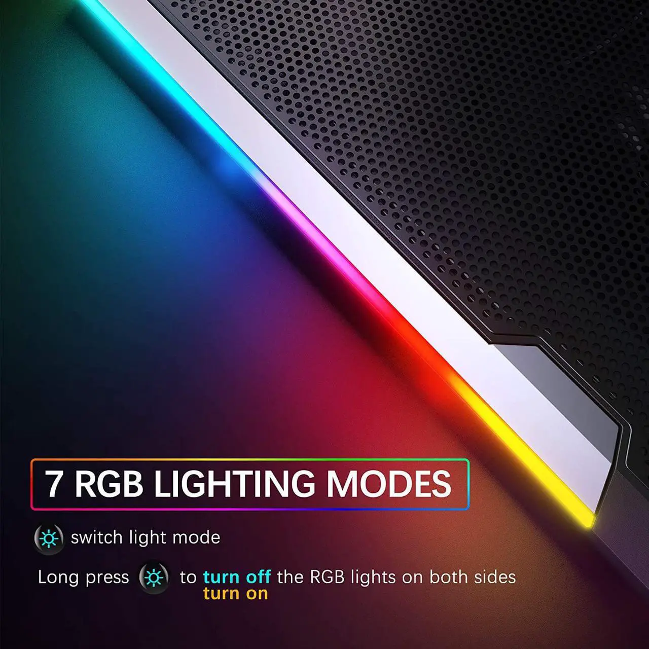 Alt view image 4 of 6 - RGB Gaming Notebook Cooler, Laptop Fan Stand Adjustable Height with 6 Quiet Fans and Phone Holder, Computer Chill Mat, for 15.6-17.3 Inch Laptops - Blue LED Light