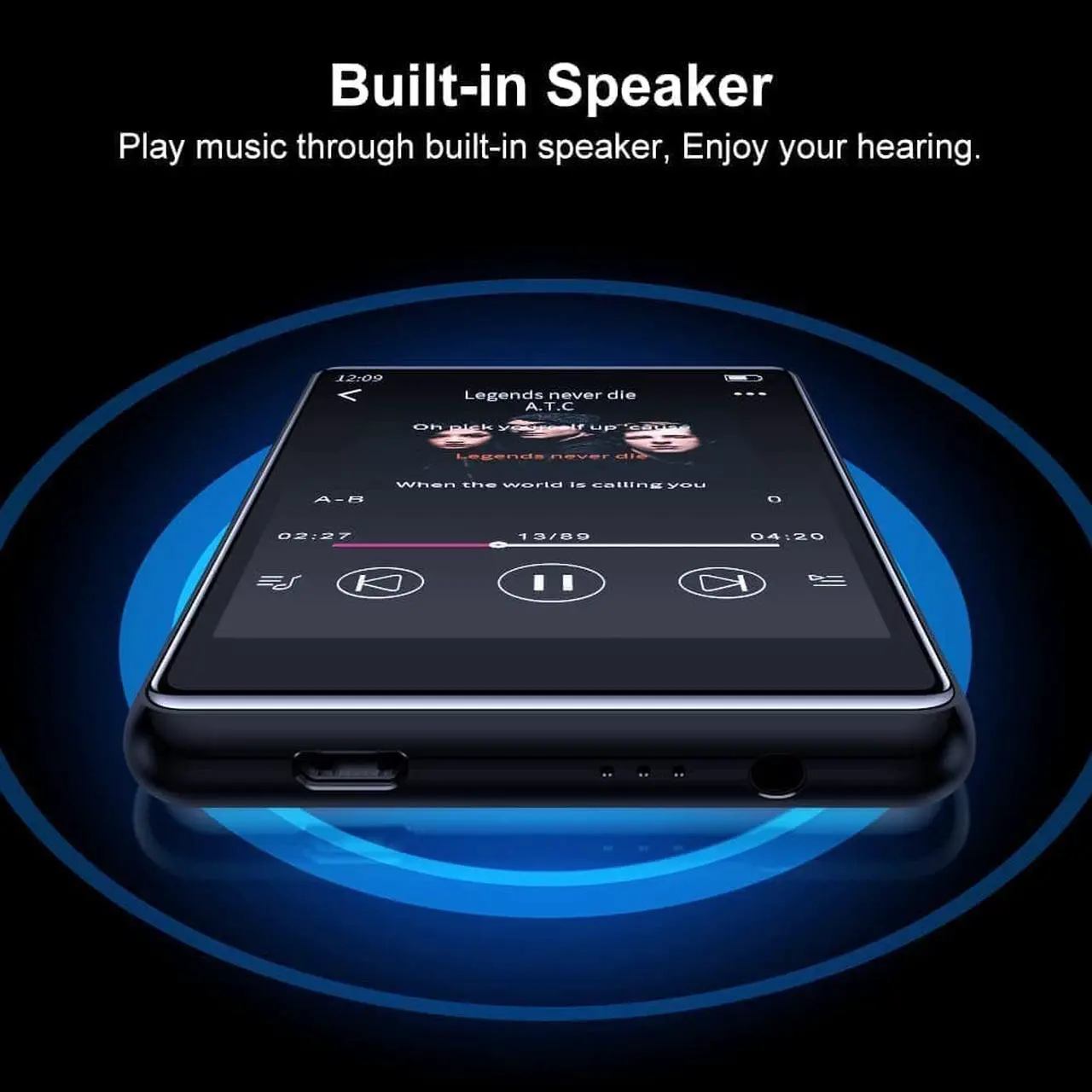 Alt view image 3 of 7 - Mp3 Player with Bluetooth 5.0, 4.0" Touchscreen 16GB HD Video MP3 Mp4 Music Player with Speaker,Portable HiFi Sound with FM Radio, Voice Recorder, E-Book, Sport Pedometer,Support 128G TF Card