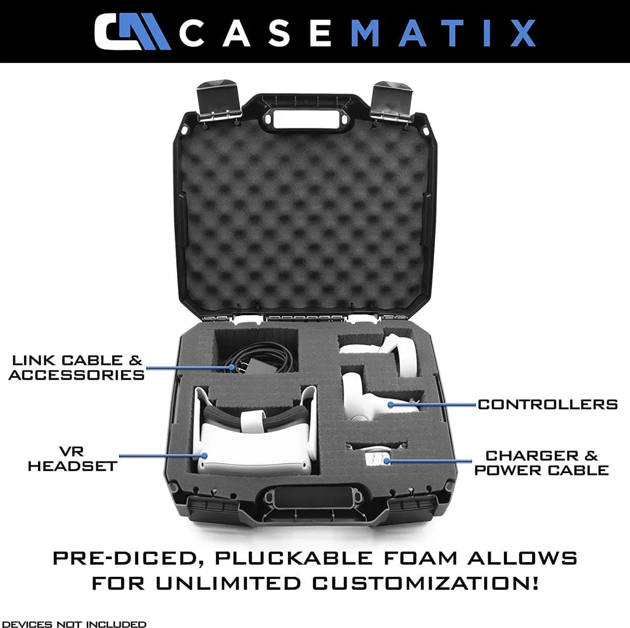 Alt view image 2 of 7 - Hard Case Compatible with Oculus Quest 2 and Oculus Quest VR Gaming Headset & Accessories - Hard Case with Customizable Foam fits Elite Strap and Other Accessories