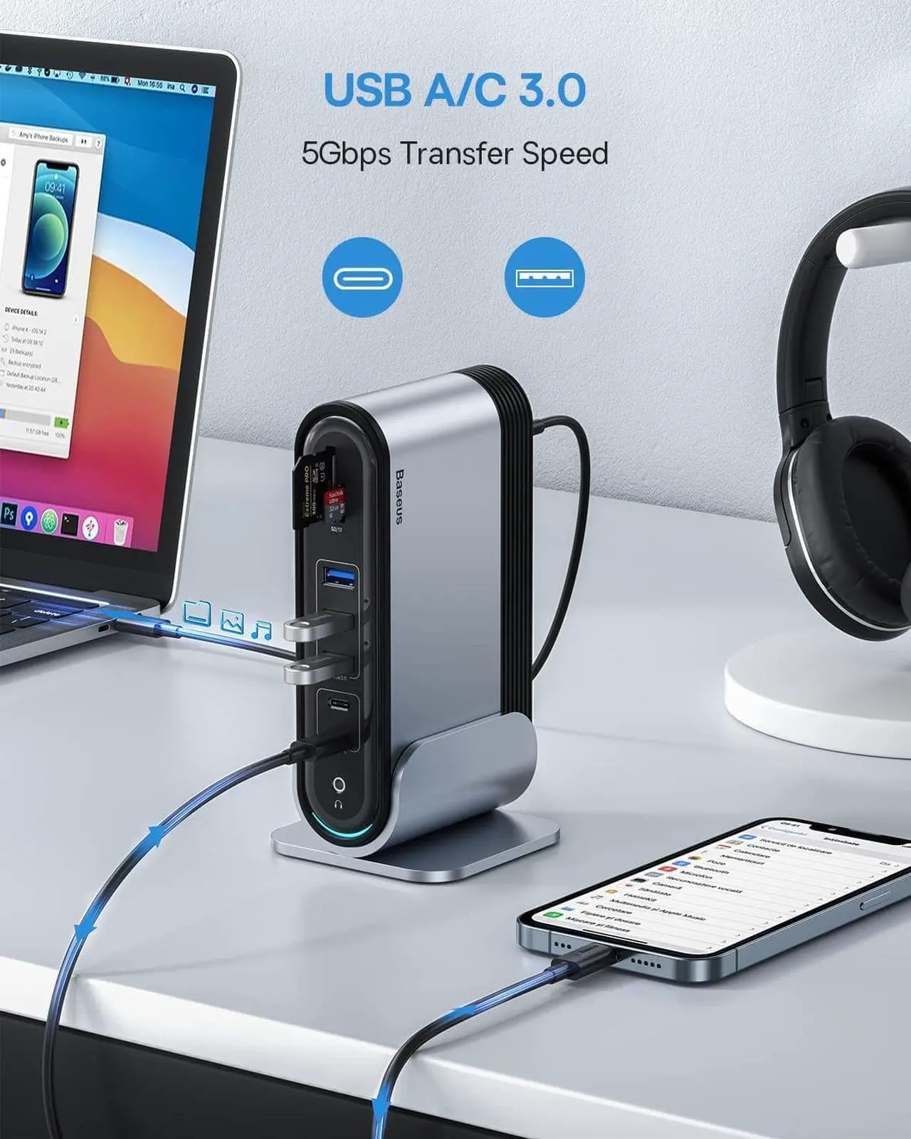 Alt view image 4 of 7 - USB-C 4K Triple Display Docking Station, USB C Dock Universal Docking Station with 3 HDMI 4K, Audio, Ethernet, 5 USB Ports, 100W USB-C PD, SD/TF Card Reader for Windows, PC, Mac, Laptops