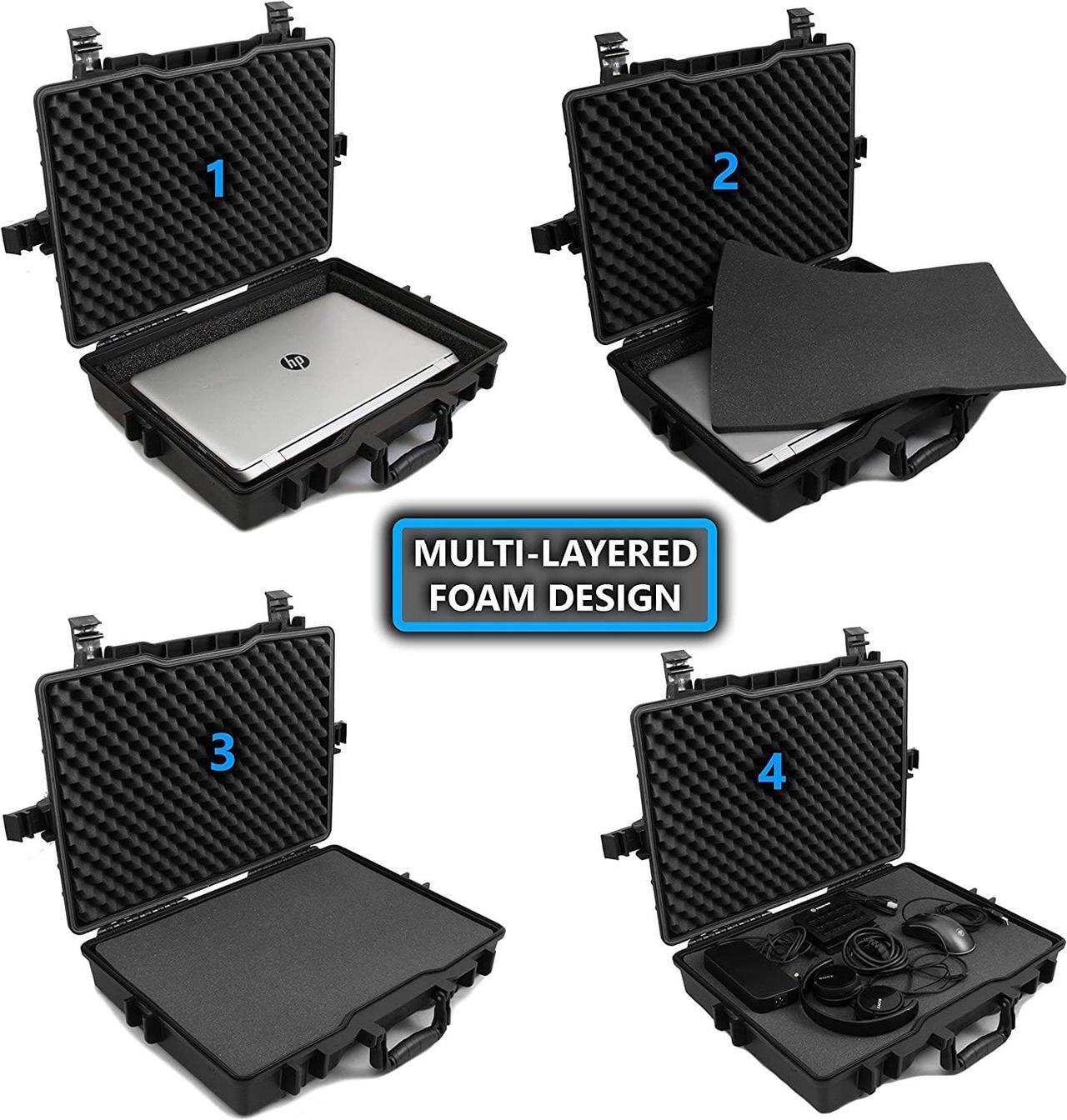 Alt view image 3 of 7 - Casematix Waterproof Laptop Hard Case for 15 - 17 inch Gaming Laptops and Accessories - Rugged Heavy Duty Laptop Case Compatible with 15.6 and 17.3 inch Gaming Laptops and Gaming Laptop Accessories
