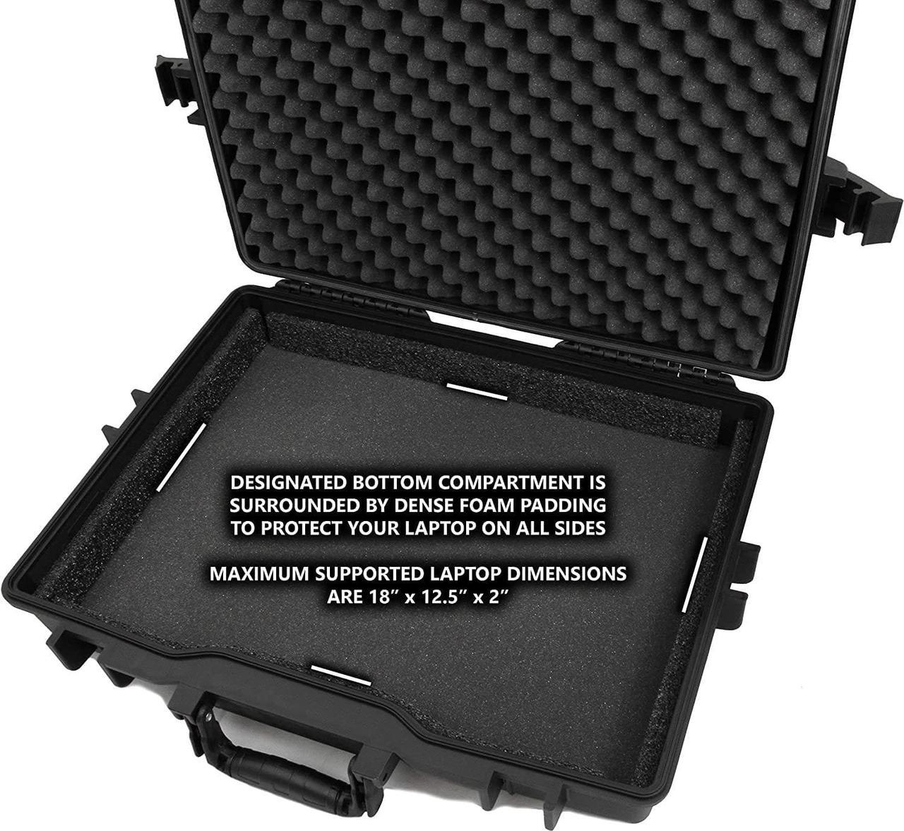 Alt view image 6 of 7 - Casematix Waterproof Laptop Hard Case for 15 - 17 inch Gaming Laptops and Accessories - Rugged Heavy Duty Laptop Case Compatible with 15.6 and 17.3 inch Gaming Laptops and Gaming Laptop Accessories