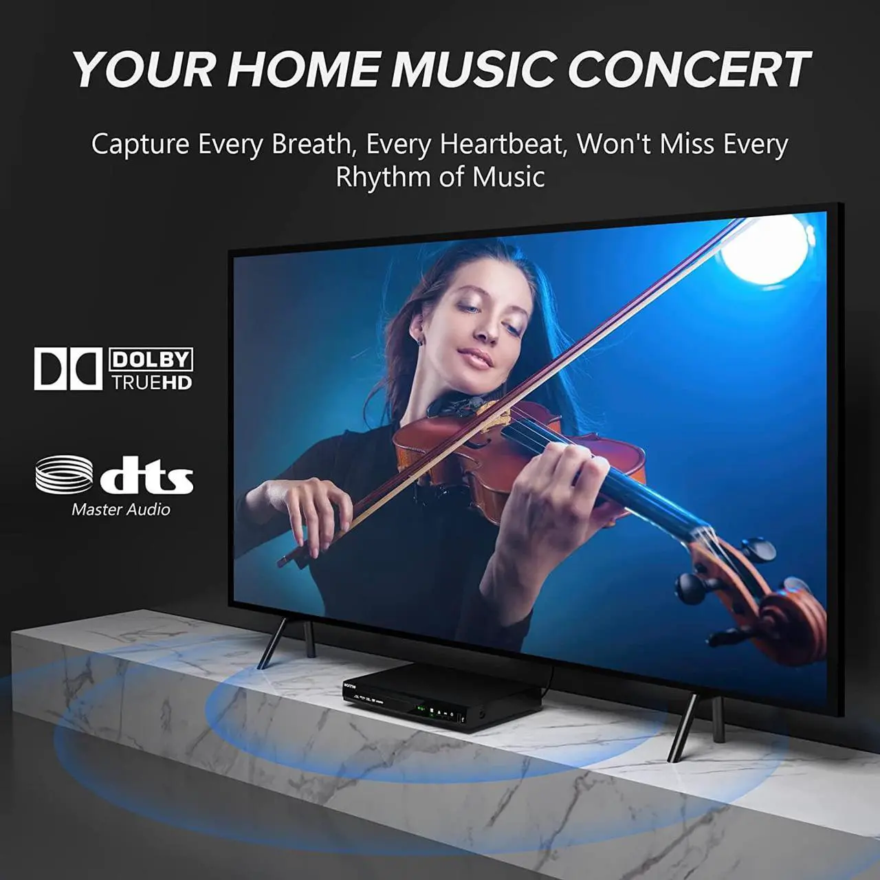 Alt view image 4 of 7 - Blu-Ray DVD Player for TV, HD 1080P Players with HDMI/AV/Coaxial/USB Ports, Supports All DVDs and Region A/1 Blue Ray, Built-in PAL/NTSC System, Includes HDMI/AV Cable and Remote Control