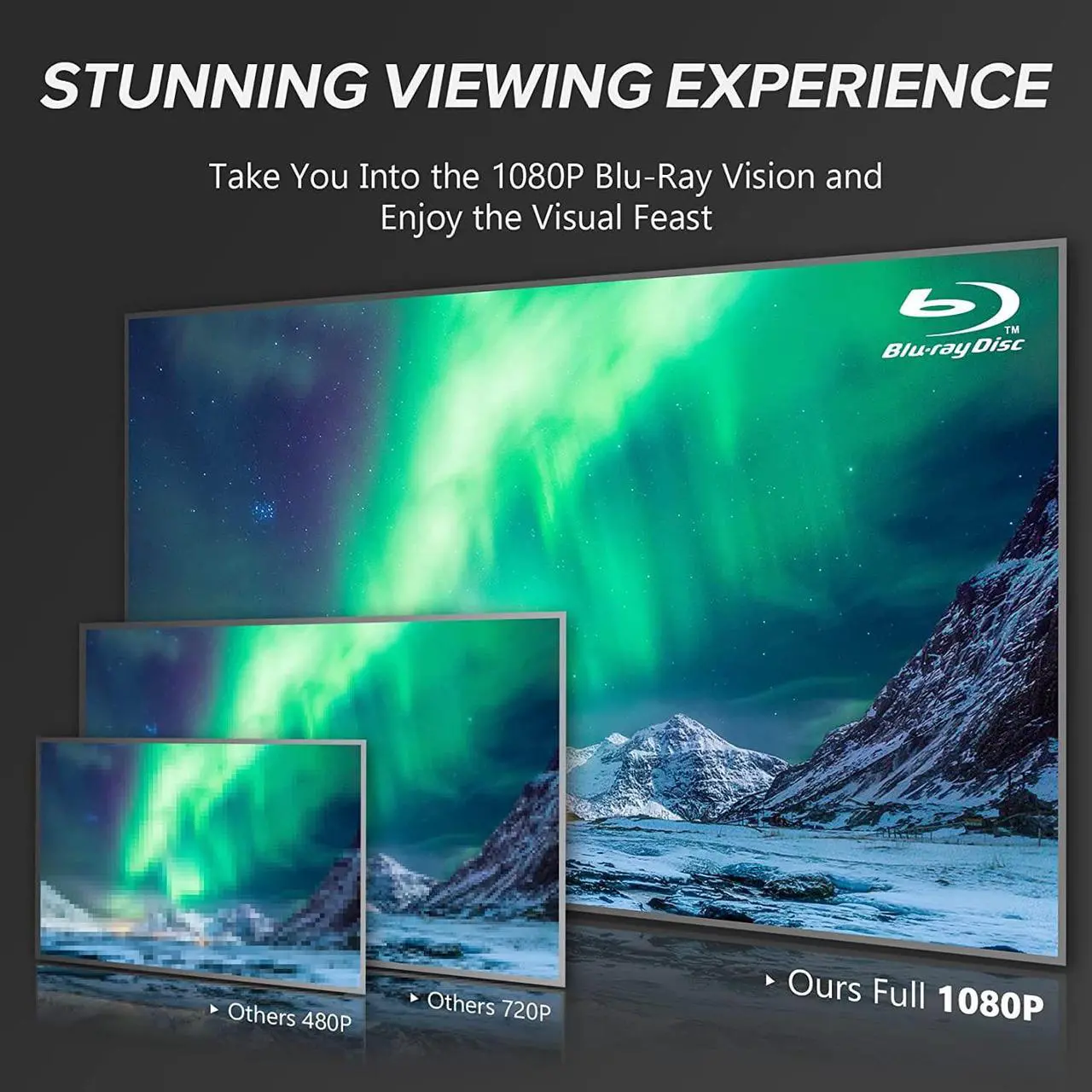 Alt view image 3 of 7 - Blu-Ray DVD Player for TV, HD 1080P Players with HDMI/AV/Coaxial/USB Ports, Supports All DVDs and Region A/1 Blue Ray, Built-in PAL/NTSC System, Includes HDMI/AV Cable and Remote Control