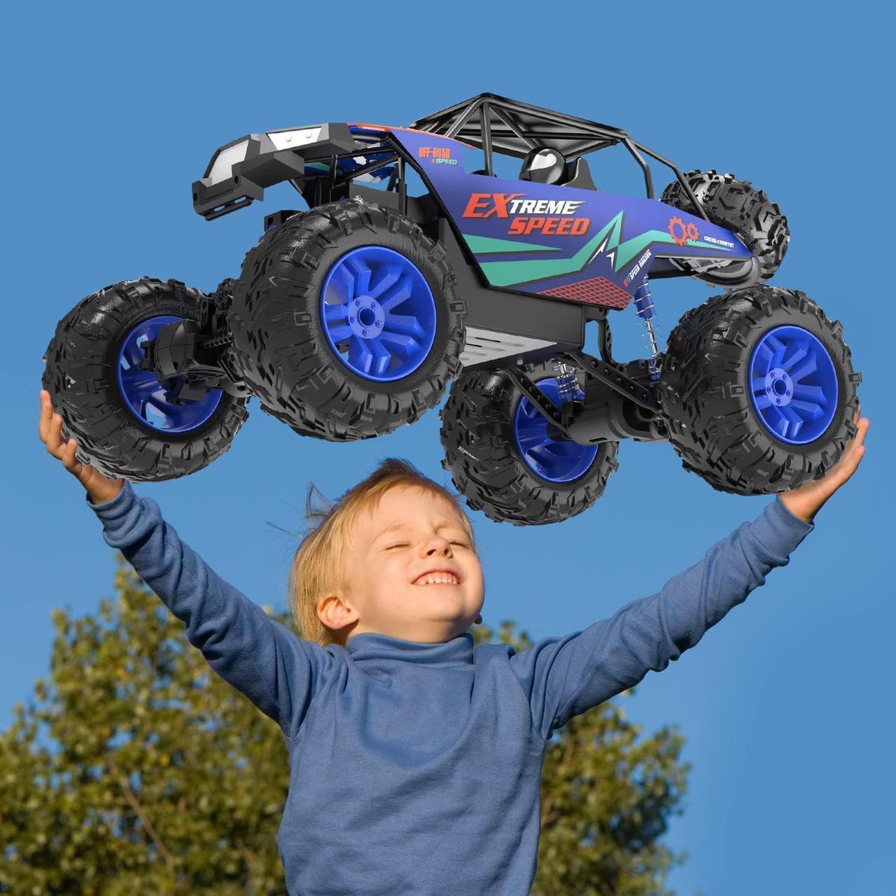 Alt view image 3 of 7 - DE60 Large 1:8 Scale Upgraded RC Cars Remote Control Car for Adults Boys,Off Road Monster Truck with Realistic Sound,2.4Ghz 4WD Rock Crawler Toy All Terrain Climbing,2 Batteries for 80 Min Play
