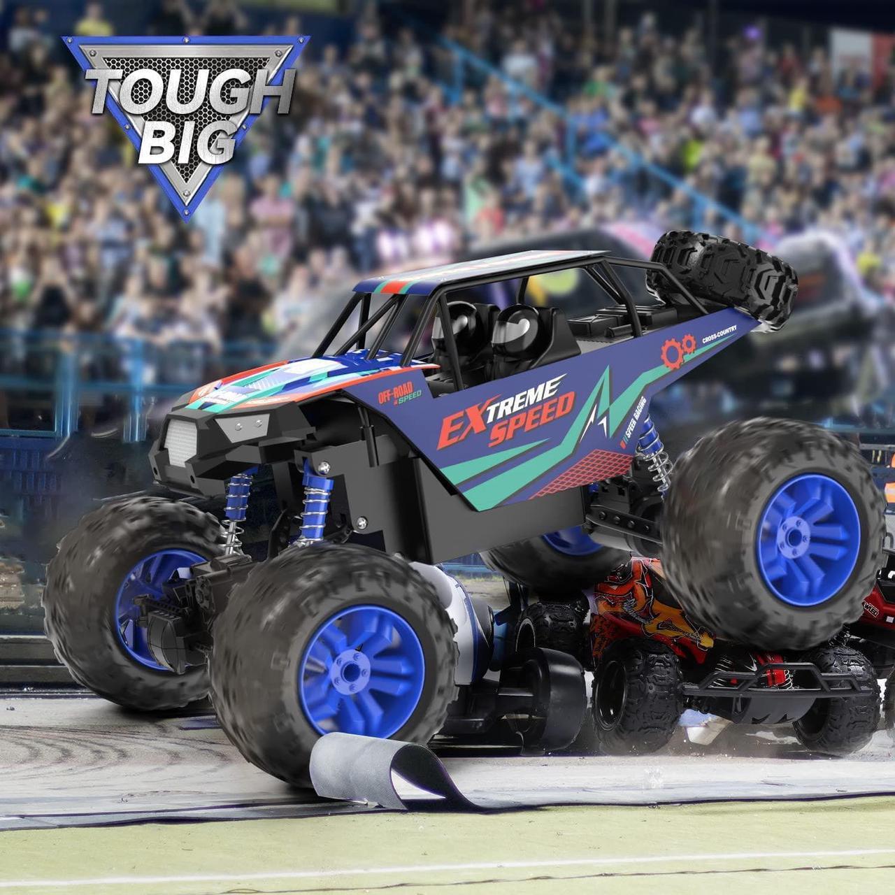 Alt view image 2 of 7 - DE60 Large 1:8 Scale Upgraded RC Cars Remote Control Car for Adults Boys,Off Road Monster Truck with Realistic Sound,2.4Ghz 4WD Rock Crawler Toy All Terrain Climbing,2 Batteries for 80 Min Play