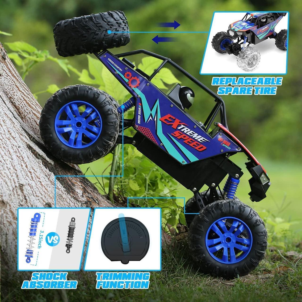 Alt view image 7 of 7 - DE60 Large 1:8 Scale Upgraded RC Cars Remote Control Car for Adults Boys,Off Road Monster Truck with Realistic Sound,2.4Ghz 4WD Rock Crawler Toy All Terrain Climbing,2 Batteries for 80 Min Play