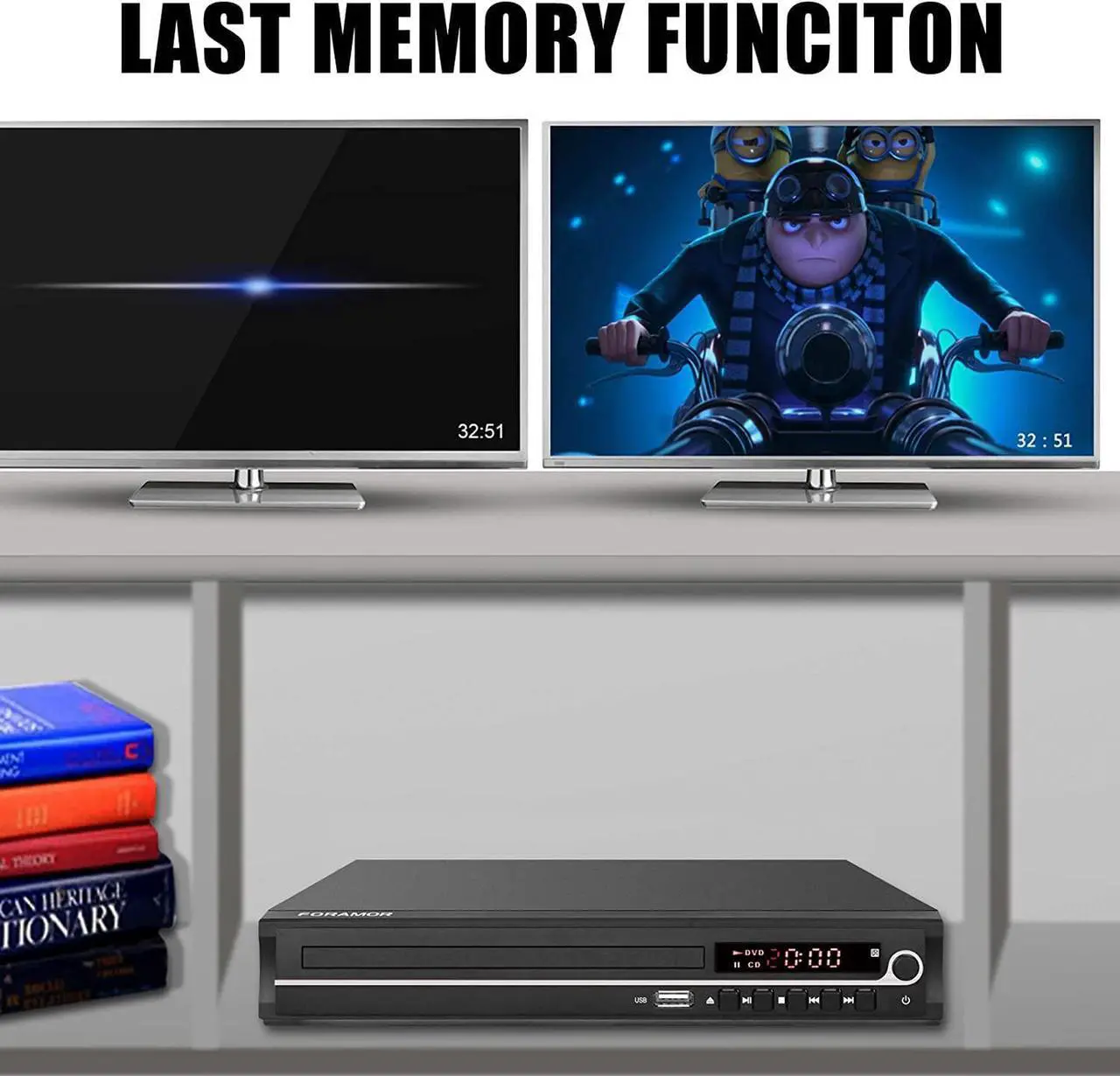 Alt view image 4 of 7 - DVD Player,Foramor HDMI DVD Player for Smart TV Support 1080P Full HD with HDMI Cable Remote Control USB Input Region Free Home DVD Players