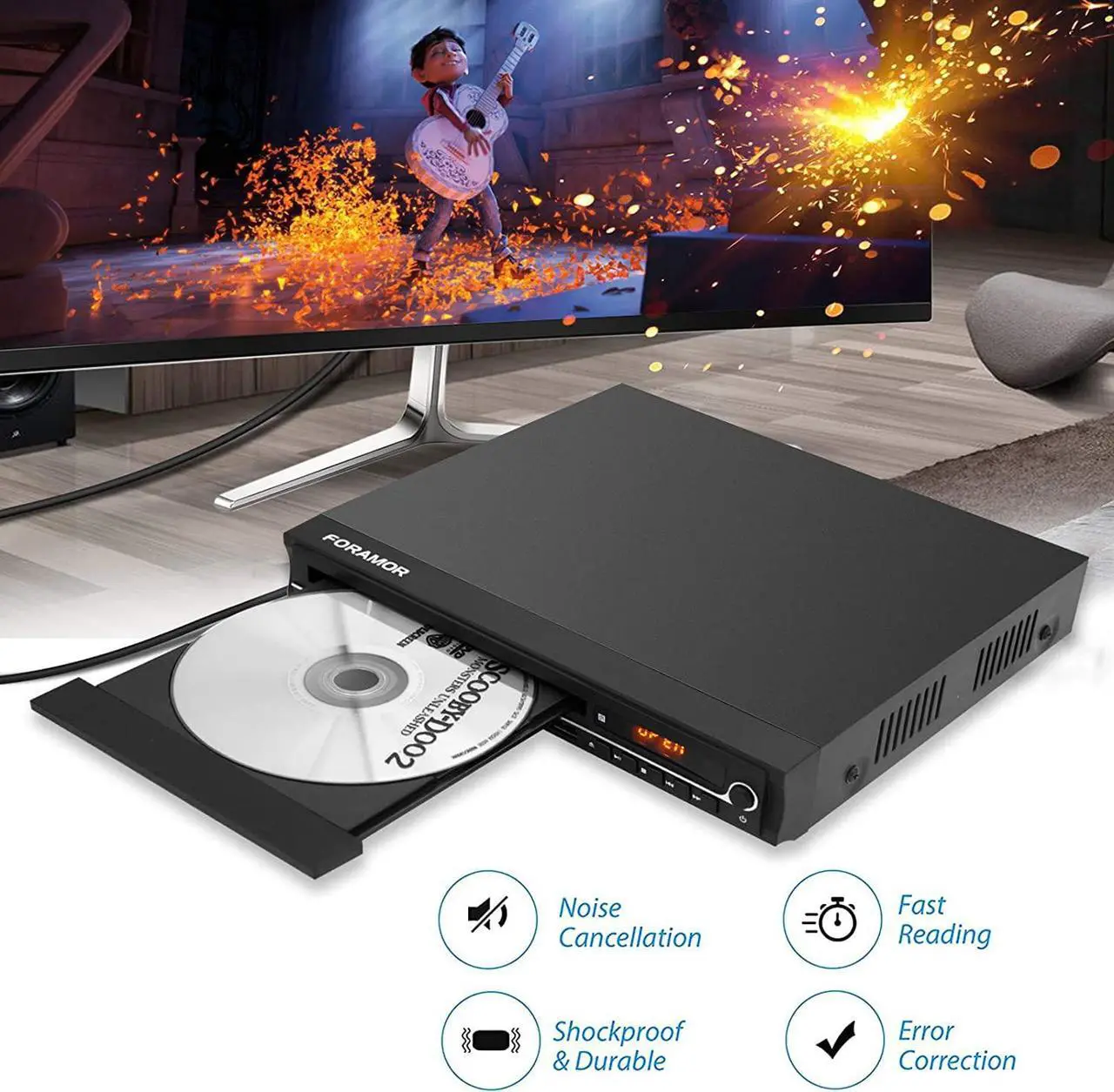 Alt view image 3 of 7 - DVD Player,Foramor HDMI DVD Player for Smart TV Support 1080P Full HD with HDMI Cable Remote Control USB Input Region Free Home DVD Players