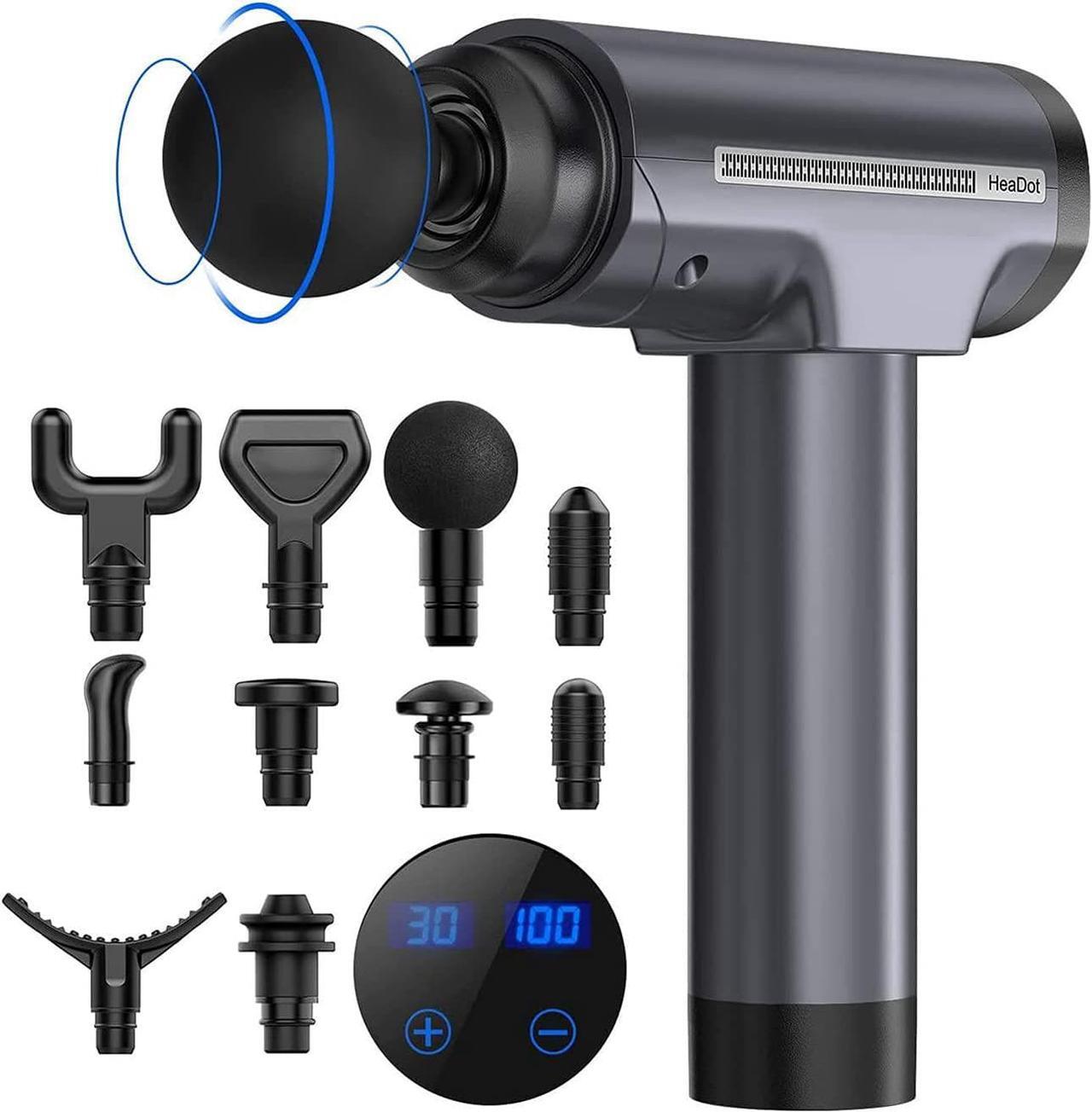 Main image of Muscle Massage Gun, Quiet Deep Tissue Percussion Back Neck Head Hammer Massager for Athletes, 30 Speed Level, LED Touch Screen with 10 Heads