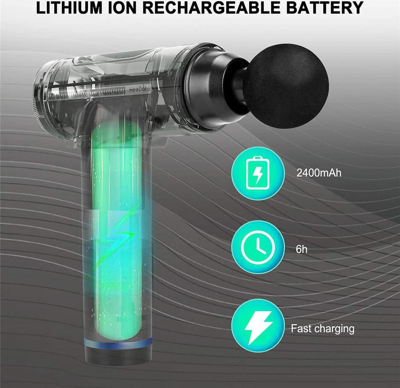 Alt view image 4 of 7 - Muscle Massage Gun, Quiet Deep Tissue Percussion Back Neck Head Hammer Massager for Athletes, 30 Speed Level, LED Touch Screen with 10 Heads