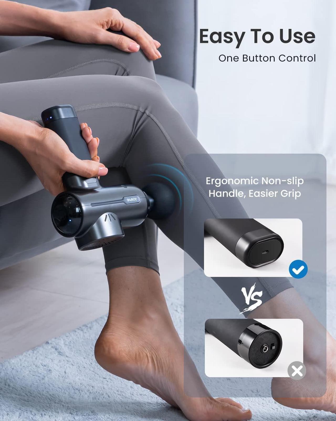 Alt view image 5 of 7 - Powerful Portable Massage Gun, Quiet Deep Tissue Mini Workout Gun Massager for Back and Neck Percussion for Foot Massage, Muscle Massagers with 3200rpm Motor 2500mAh Rechargeable Battery