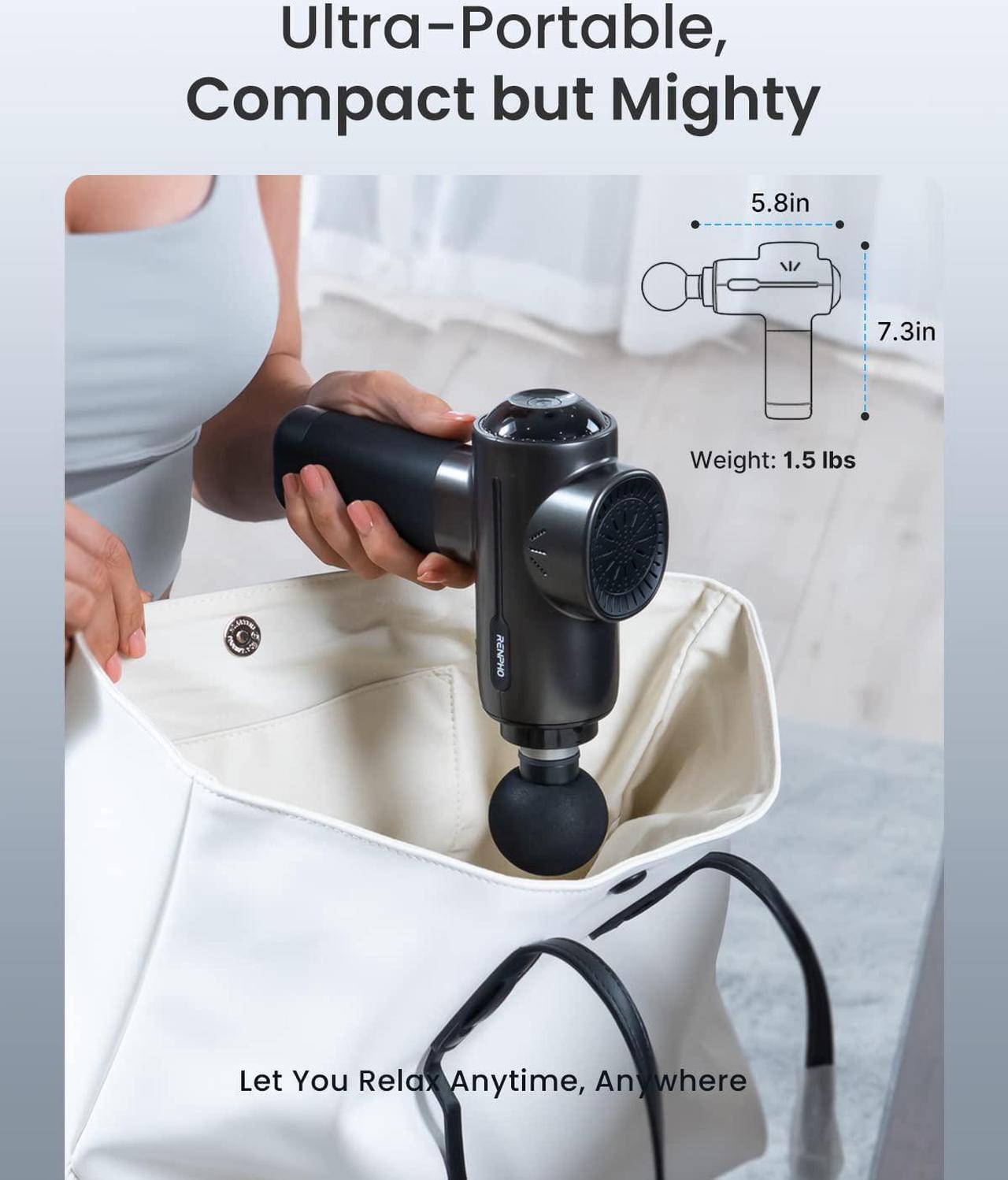 Alt view image 6 of 7 - Powerful Portable Massage Gun, Quiet Deep Tissue Mini Workout Gun Massager for Back and Neck Percussion for Foot Massage, Muscle Massagers with 3200rpm Motor 2500mAh Rechargeable Battery