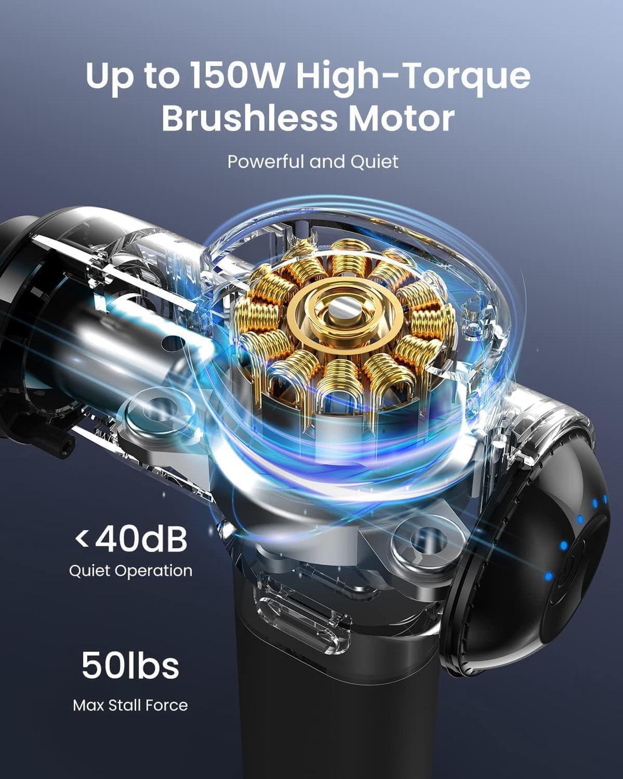 Alt view image 2 of 7 - Powerful Portable Massage Gun, Quiet Deep Tissue Mini Workout Gun Massager for Back and Neck Percussion for Foot Massage, Muscle Massagers with 3200rpm Motor 2500mAh Rechargeable Battery