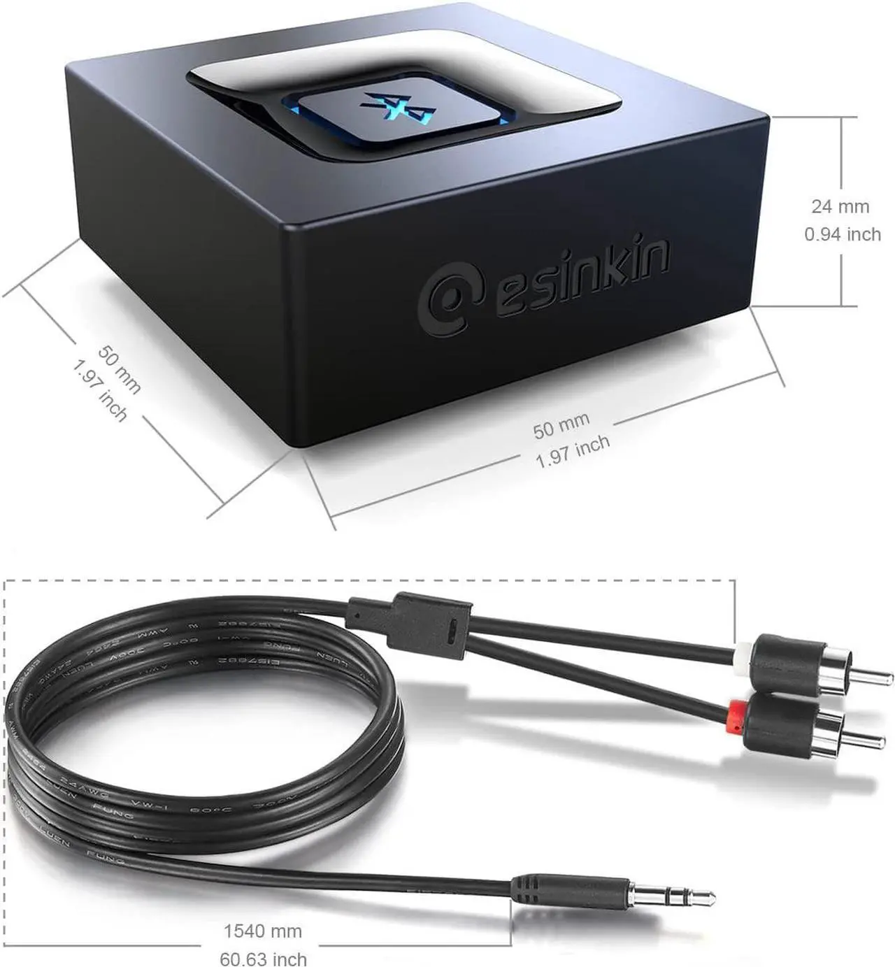 Alt view image 6 of 7 - Bluetooth Audio Adapter for Music Streaming Sound System, Esinkin Wireless Audio Adapter Works with Smartphones and Tablets, Wireless Adapter for Speakers