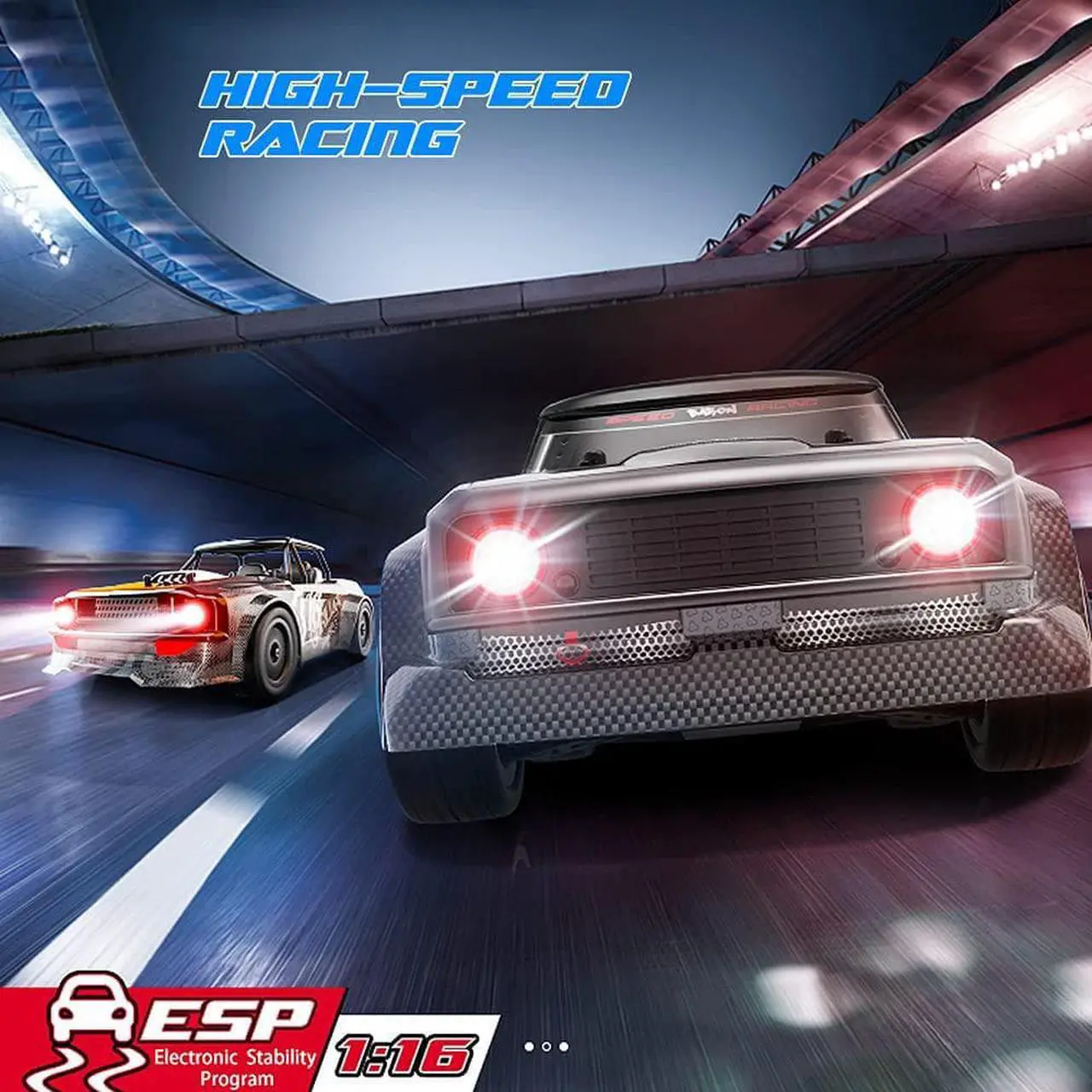 Alt view image 3 of 6 - Remote Control High Speed RC Drift Car for Adults, Proportional Throttle & Steering Control Drift RC Racing Car 20MPH Fast Speed Buggy Drifting Vehicles Monster Truck with Lights