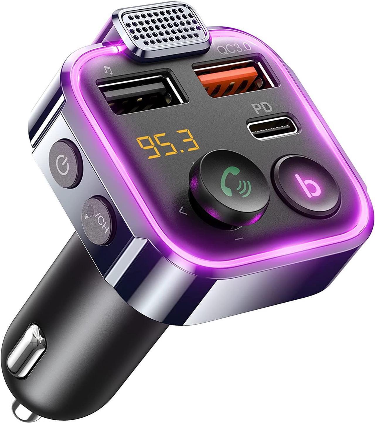 Main image of 2023 Upgraded Bluetooth FM Transmitter for Car Adapter, Stronger Microphone & Bass Sound Bluetooth Radio Transmitter Car Adapter, Support 42W PD+QC3.0, 7 Colors LED Backlit, Wireless Call