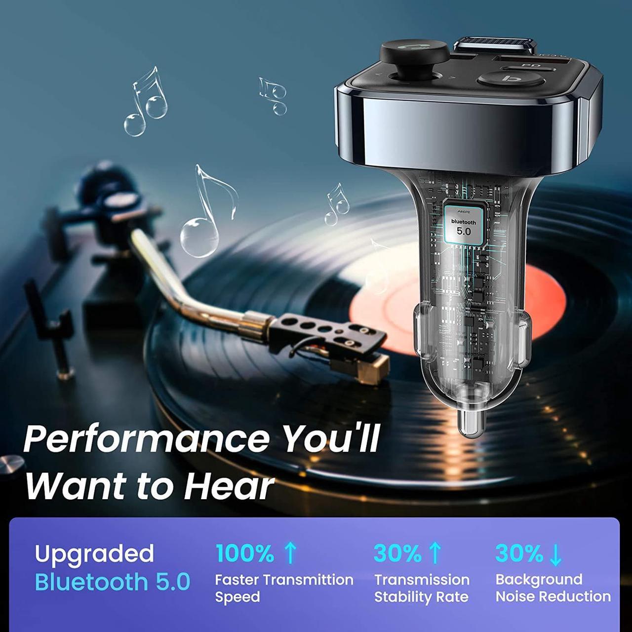 Alt view image 4 of 7 - 2023 Upgraded Bluetooth FM Transmitter for Car Adapter, Stronger Microphone & Bass Sound Bluetooth Radio Transmitter Car Adapter, Support 42W PD+QC3.0, 7 Colors LED Backlit, Wireless Call