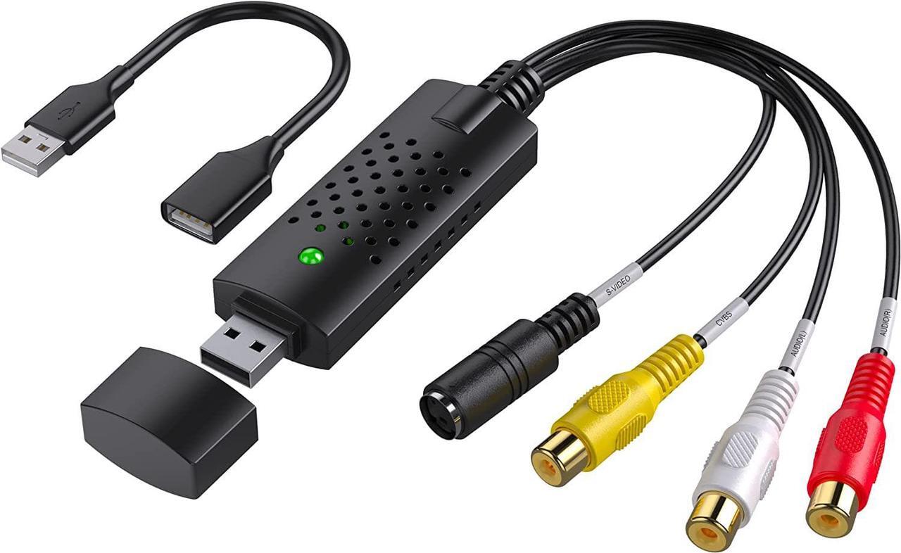 Main image of USB Audio Video Converter, RCA to USB Converter Adapter, Video Capture Card VHS/Mini DV/VCR/Hi8/DVD to Digital Converter for PC TV Tape Player Camcorder, Support PAL/NTSC, MAC Windows Vista Compatible