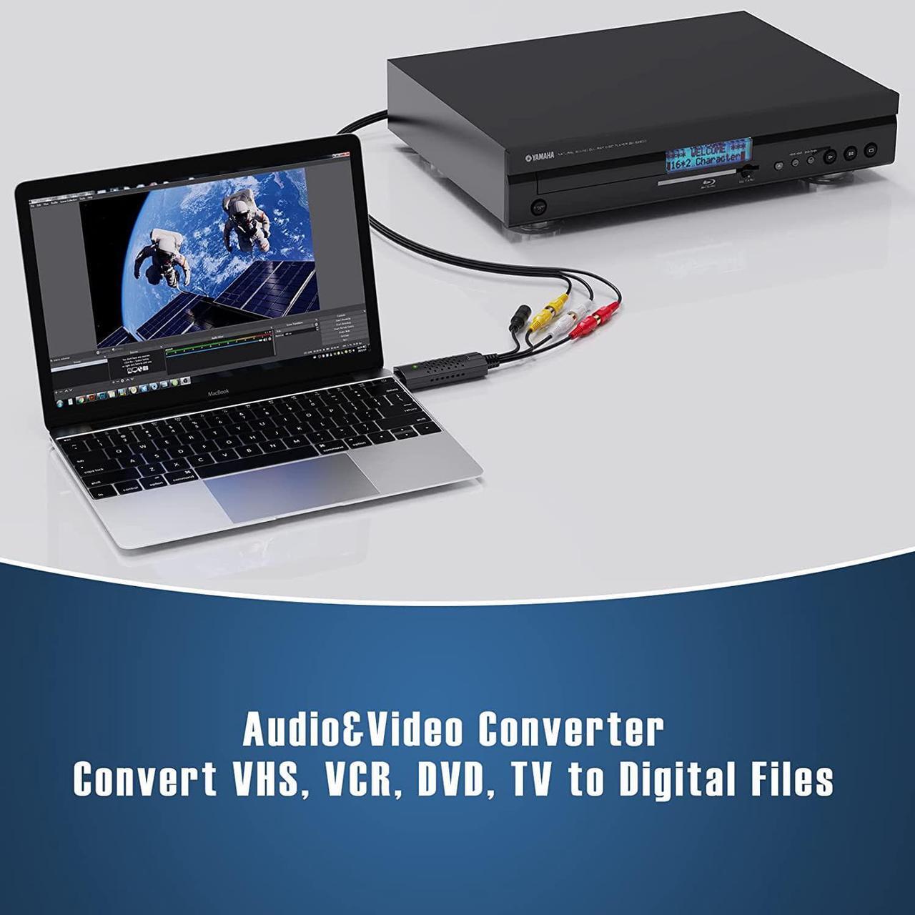 Alt view image 3 of 7 - USB Audio Video Converter, RCA to USB Converter Adapter, Video Capture Card VHS/Mini DV/VCR/Hi8/DVD to Digital Converter for PC TV Tape Player Camcorder, Support PAL/NTSC, MAC Windows Vista Compatible