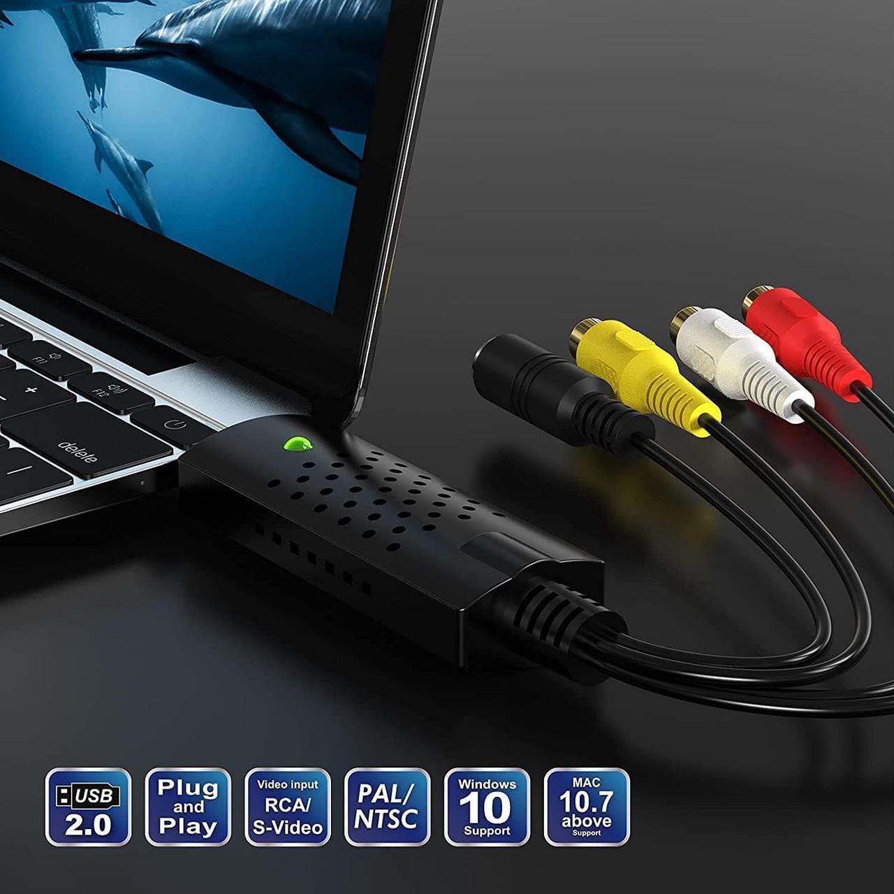 Alt view image 5 of 7 - USB Audio Video Converter, RCA to USB Converter Adapter, Video Capture Card VHS/Mini DV/VCR/Hi8/DVD to Digital Converter for PC TV Tape Player Camcorder, Support PAL/NTSC, MAC Windows Vista Compatible