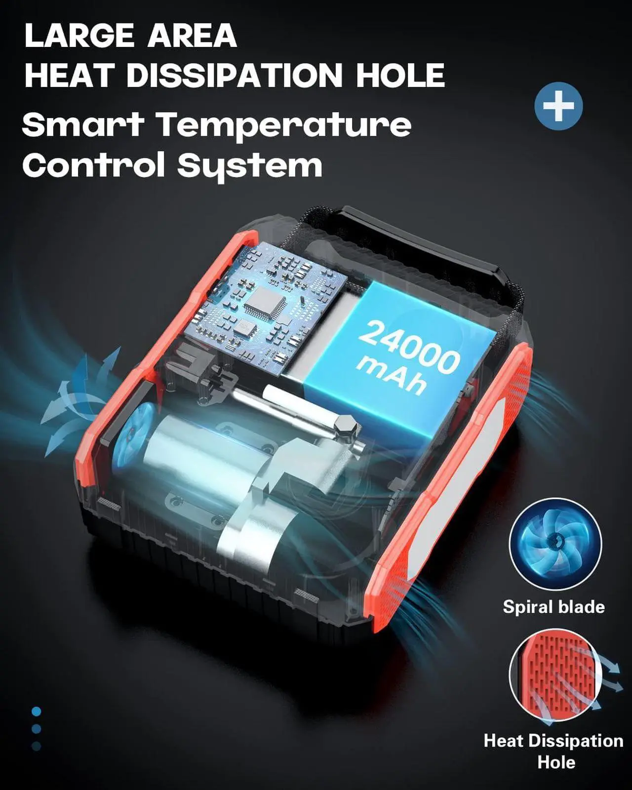 Alt view image 6 of 7 - BRPOM Car Jump Starter with Air Compressor, 150PSI 4000A Peak 24000mah (Up to All Gas or 8.0L Diesel Engine, 50 Times) Portable Jump Starter 12V Auto Battery Jump Pack QC 3.0 with 160W DC Out