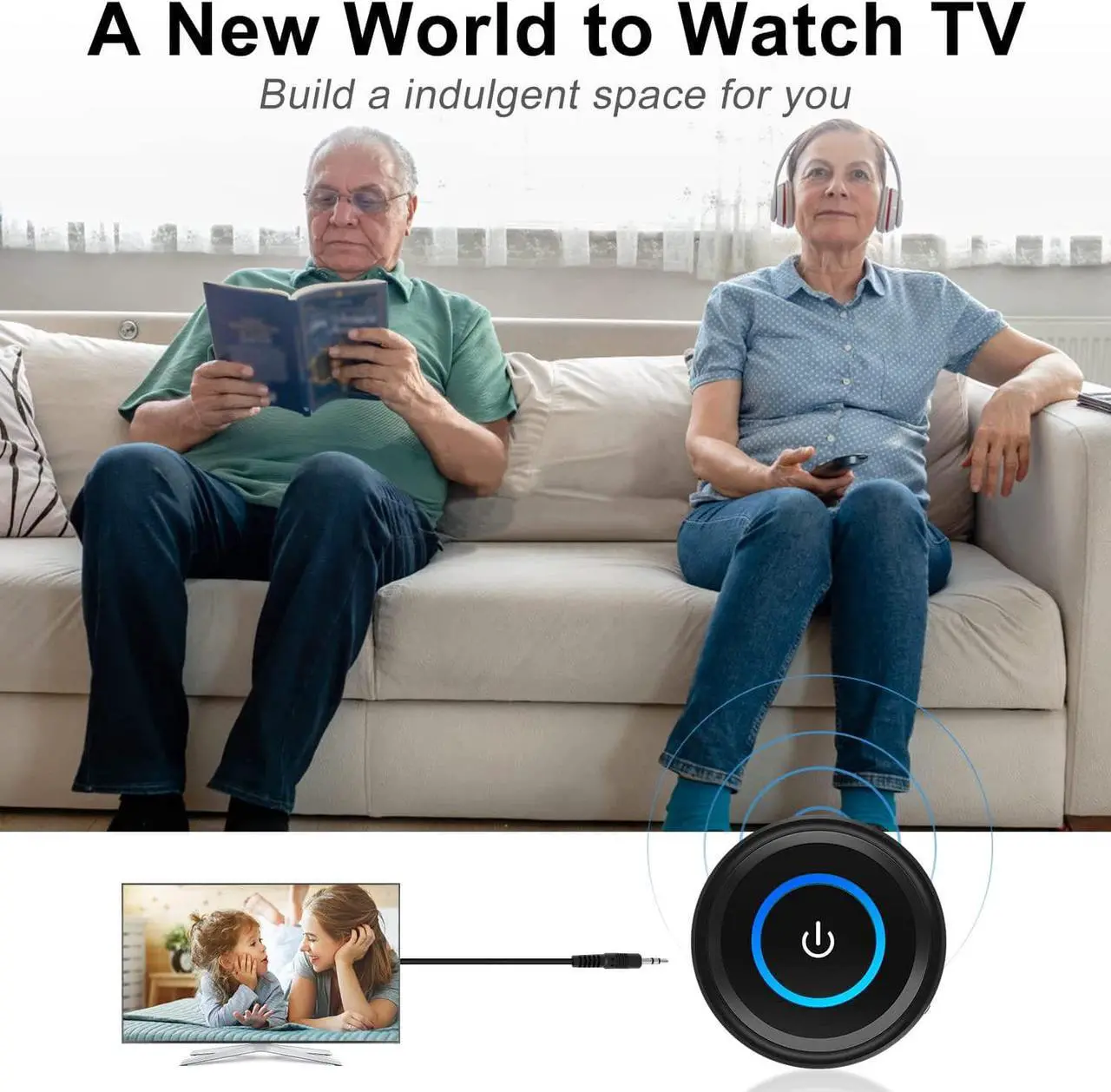 Alt view image 2 of 7 - Bluetooth 5.0 Transmitter Receiver for TV, aptX Low Latency Wireless Audio Adapter for Home Stereo PC DVD Radio Projector Xbox PS4 w/ RCA 3.5mm Aux Jack, Pair 2 Headphones Speaker, No Delay