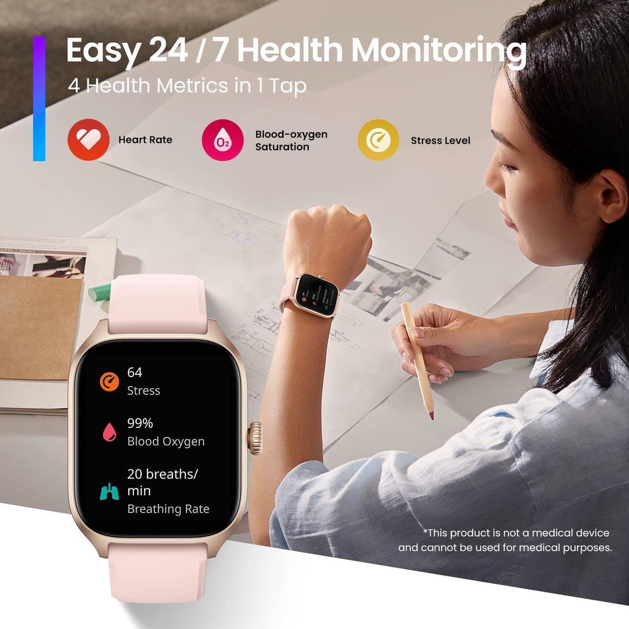 Alt view image 6 of 7 - Amazfit GTS 4 Smart Watch for Women, Dual-Band GPS, Alexa Built-in, Bluetooth Calls, 150+ Sports Modes, Heart Rate SPO Monitor, 1.75 AMOLED Display, Health Fitness Watch for Android iPhone, Pink