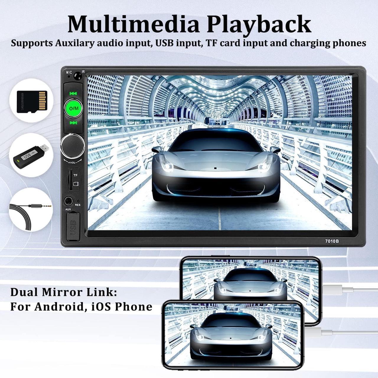 Alt view image 5 of 7 - Car Stereo Double Din Car Radio 7 Inch HD Touch Screen Bluetooth MP5 Player FM Radio Audio Receiver UNITOPSCI Multimedia Player 2 Din AUX in USB TF Card Input Mirror Link with 12 LED Backup Camera