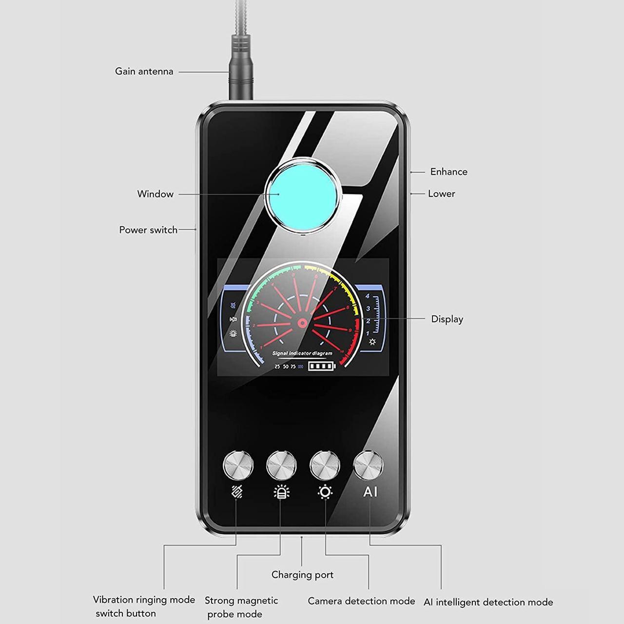 Alt view image 4 of 7 - T2 Hidden Camera Detector Anti Spy Detector Anti Listening Conceal Camera Detector GPS Positioning 1MHz to 8000MHz for Home Office Car