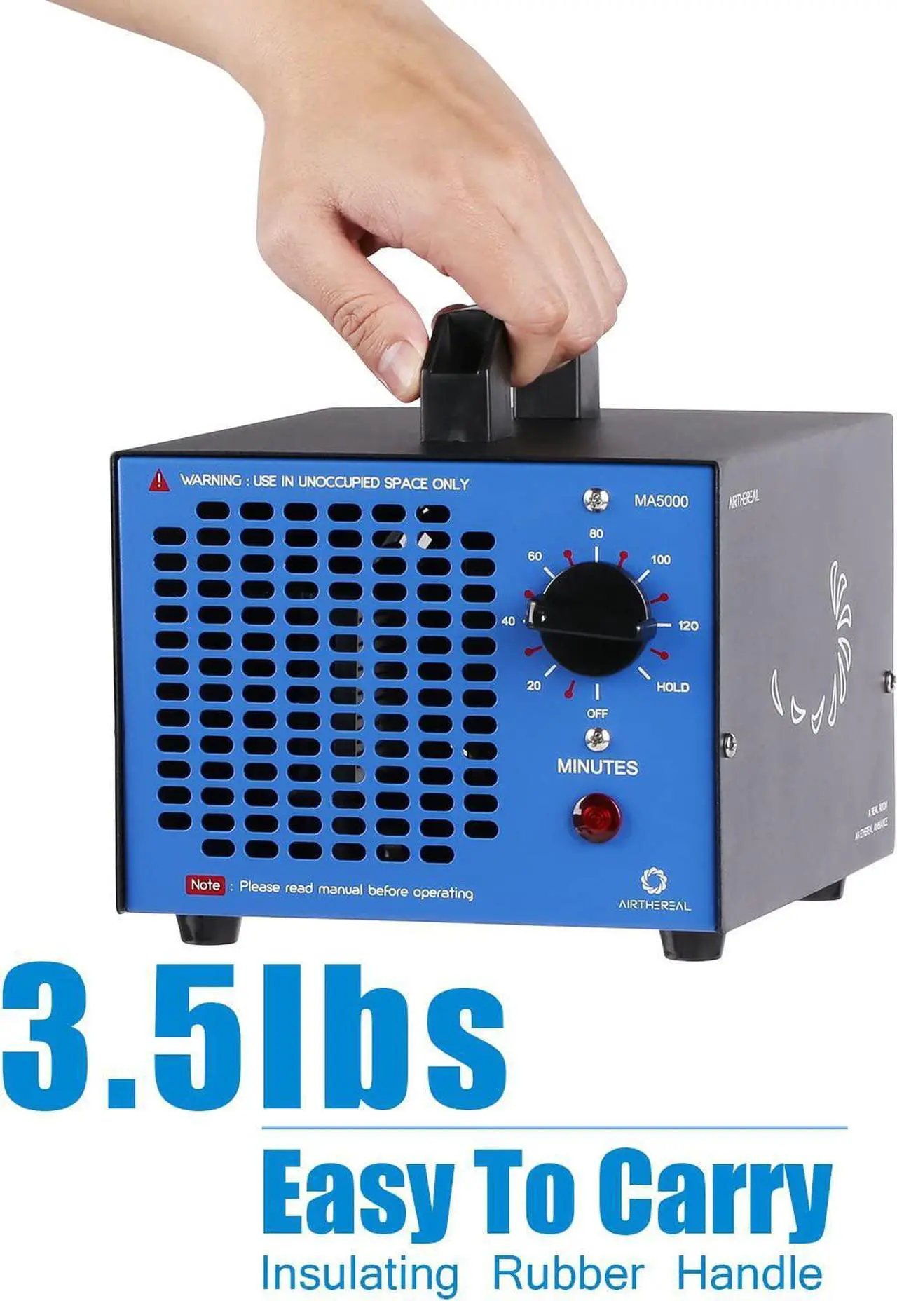 Alt view image 2 of 7 - AIRTHEREAL MA5000 Commercial Ozone Generator, 5000mg/h O3 Machine Home Air Ionizers Deodorizer for Rooms, Smoke, Cars and Pets, Blue
