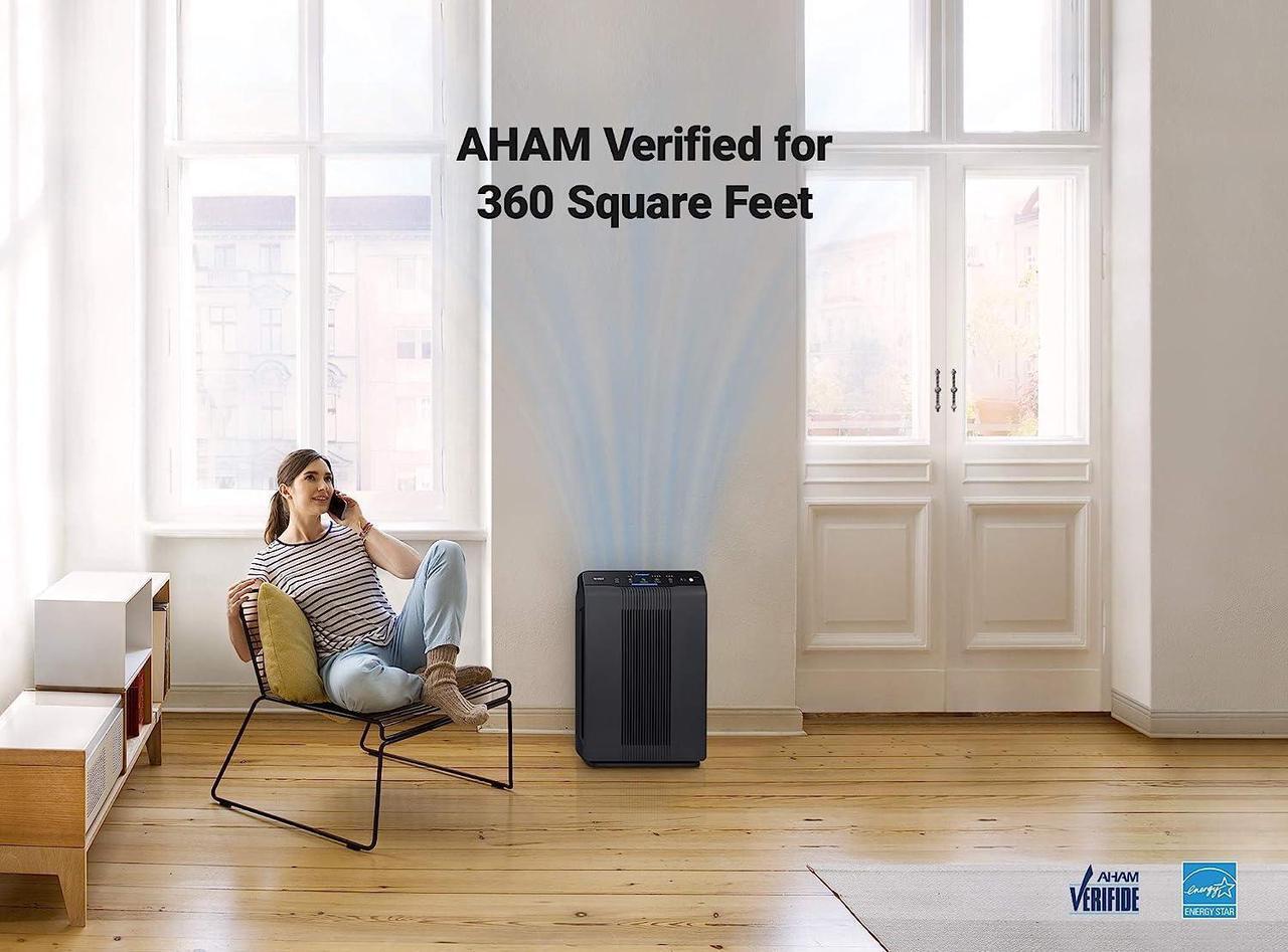 Alt view image 3 of 7 - Winix 5500-2 Air Purifier with True HEPA, PlasmaWave and Odor Reducing Washable AOC Carbon Filter Medium , Charcoal Gray