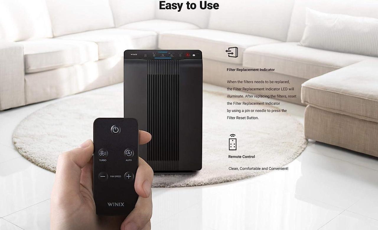 Alt view image 6 of 7 - Winix 5500-2 Air Purifier with True HEPA, PlasmaWave and Odor Reducing Washable AOC Carbon Filter Medium , Charcoal Gray