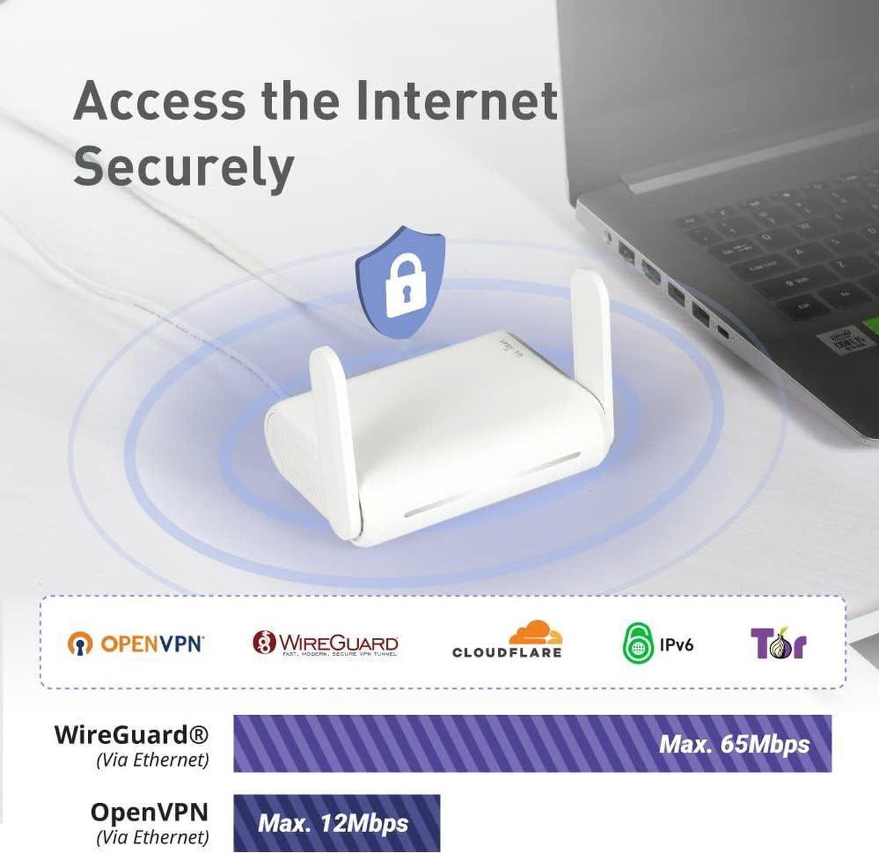Alt view image 6 of 7 - GL.iNet GL-SFT1200 (Opal) Secure Travel WiFi Router  AC1200 Dual Band Gigabit Ethernet Wireless Internet Router | IPv6 | USB 2.0 | MU-MIMO | DDR3 |128MB Ram | Repeater Bridge | Access Point Mode