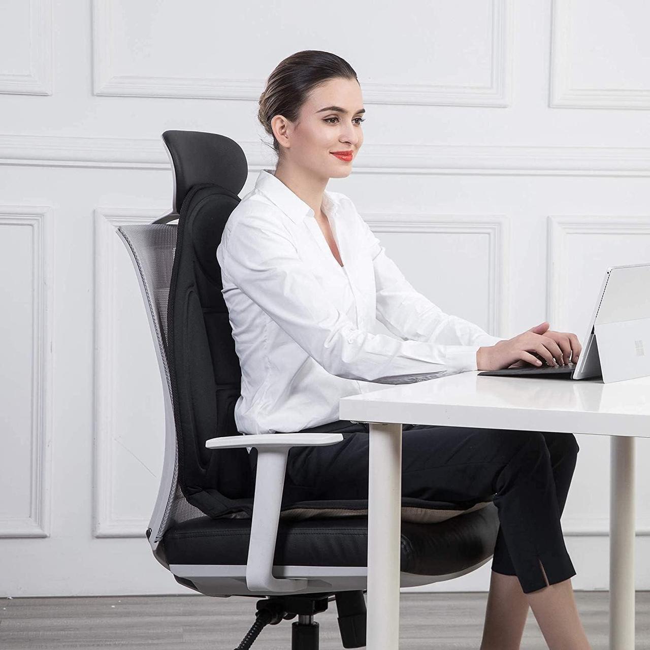Alt view image 3 of 7 - Massage Seat Cushion - Back Massager with Heat, 6 Vibration Massage Nodes & 2 Heat Levels, Massage Chair Pad for Home Office Chair
