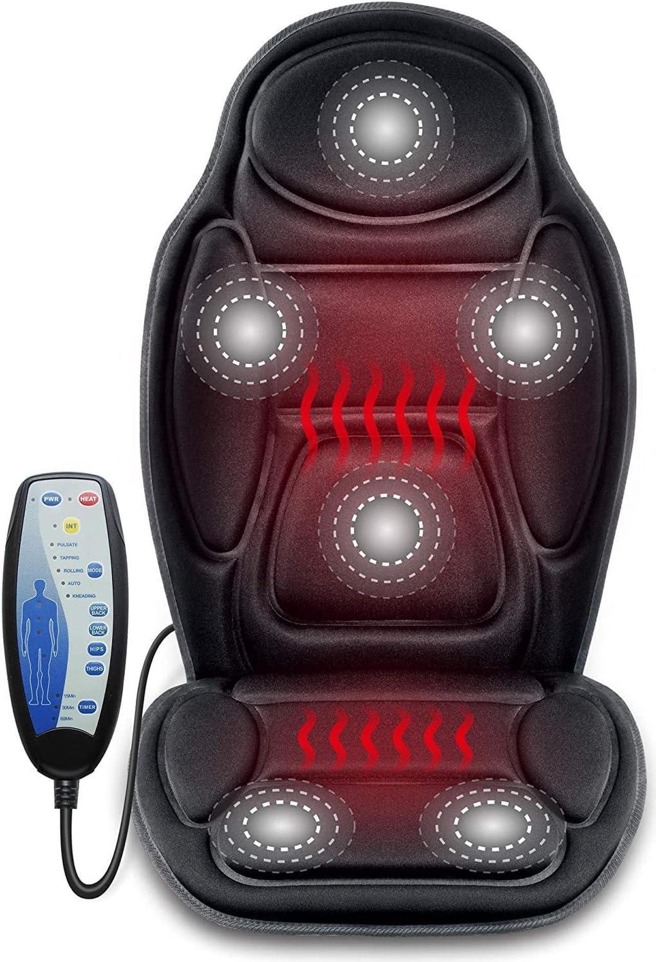 Main image of Massage Seat Cushion - Back Massager with Heat, 6 Vibration Massage Nodes & 2 Heat Levels, Massage Chair Pad for Home Office Chair
