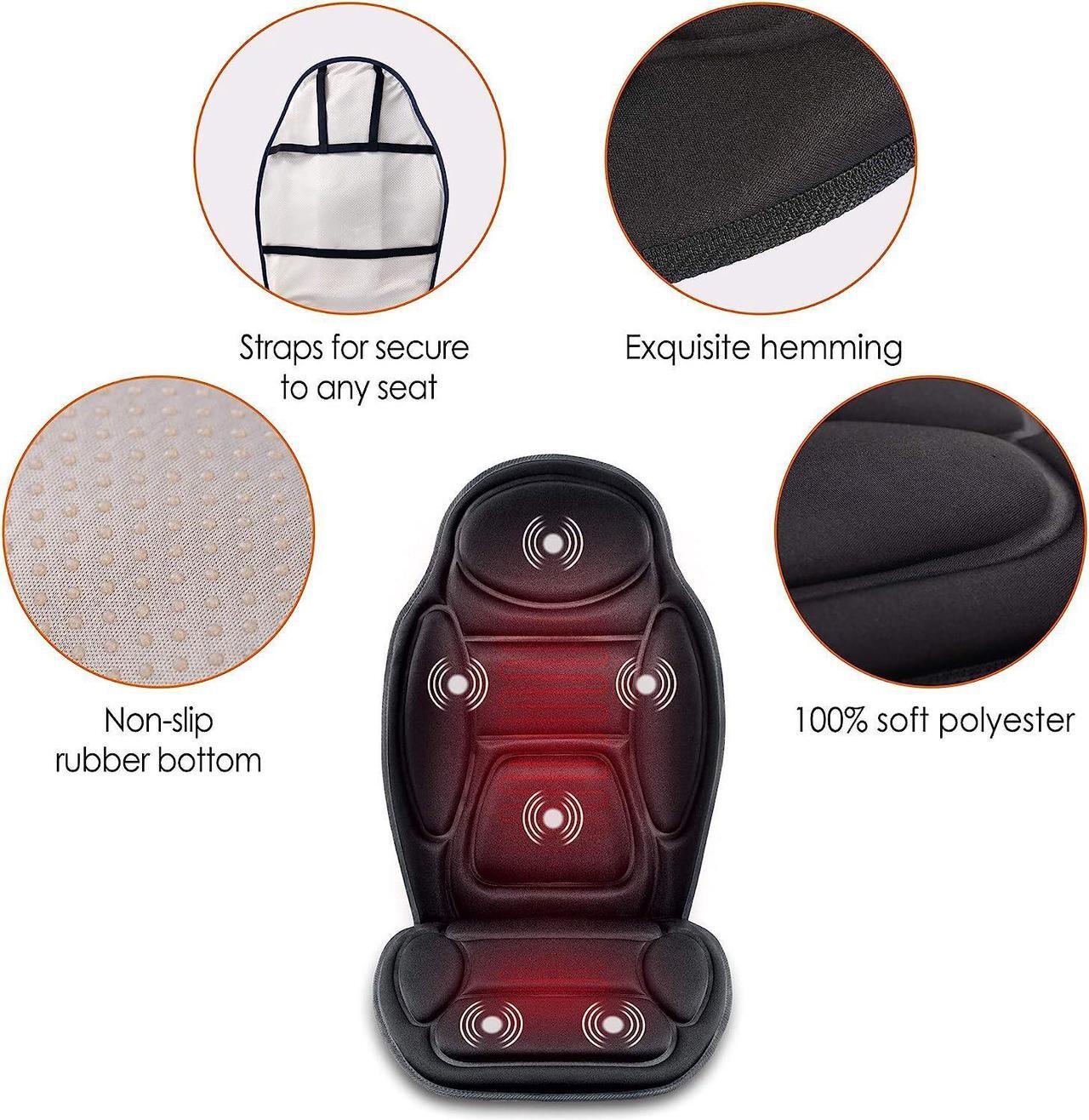 Alt view image 5 of 7 - Massage Seat Cushion - Back Massager with Heat, 6 Vibration Massage Nodes & 2 Heat Levels, Massage Chair Pad for Home Office Chair