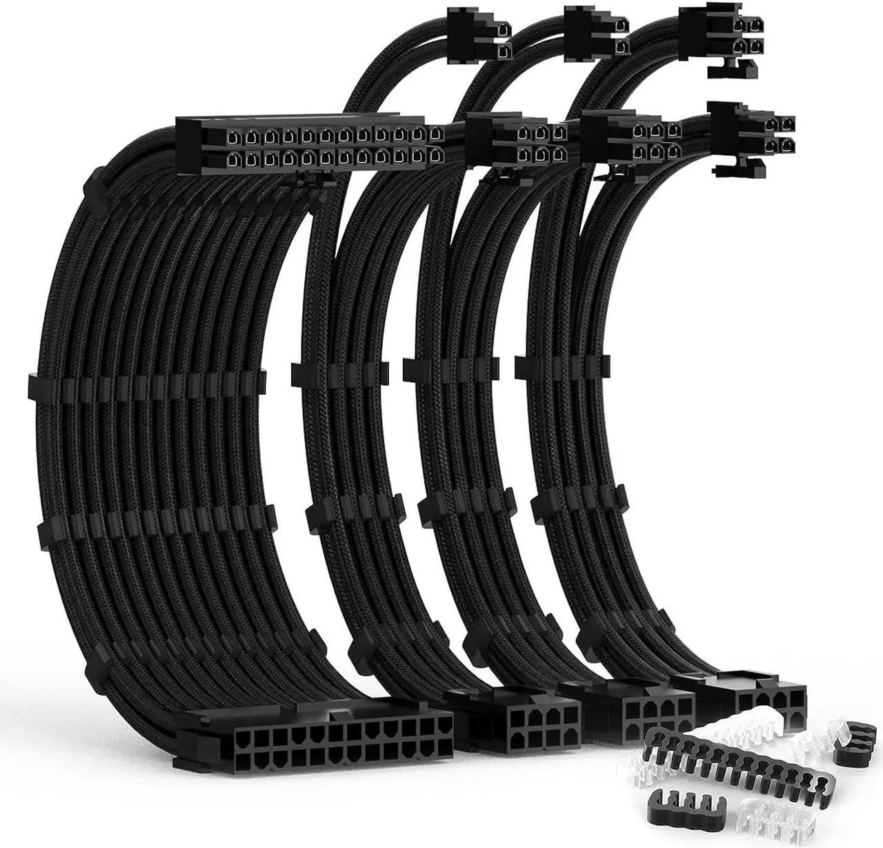 Main image of PSU Cable Extension Kit 30CM Length with Cable Combs 1x24Pin/1x8Pin(4+4) EPS/2x8Pin(6P+2P) PCI-E/PC Sleeved Cable for ATX Power Supply