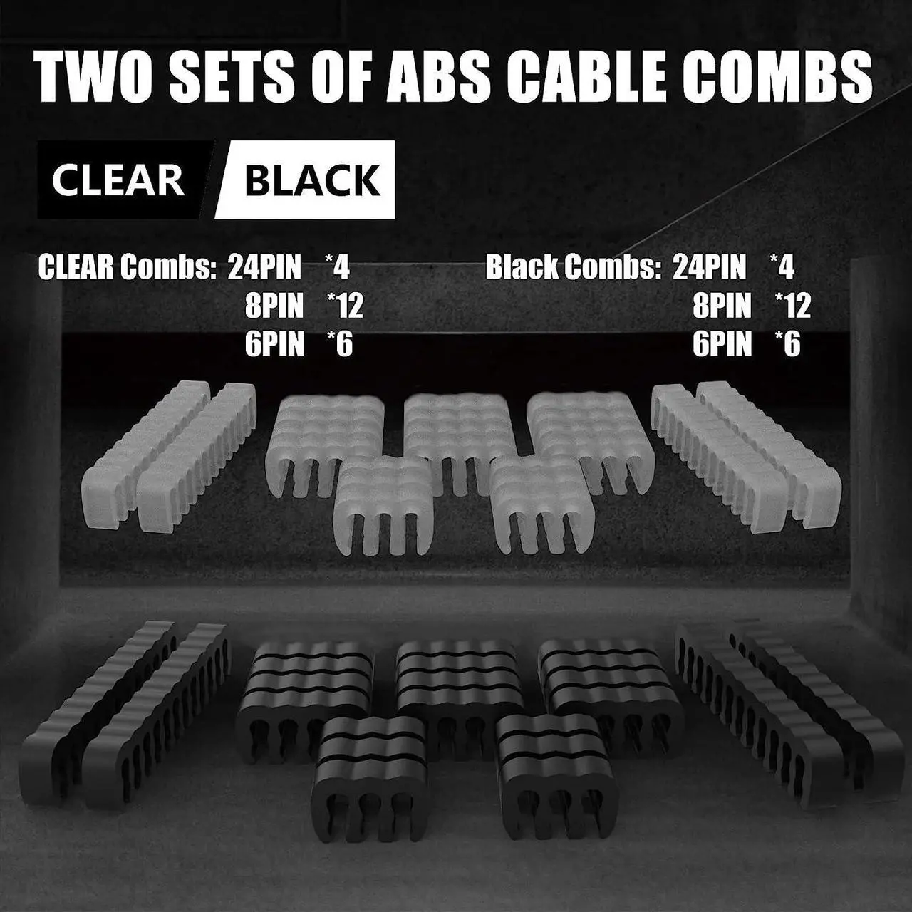 Alt view image 2 of 7 - PSU Cable Extension Kit 30CM Length with Cable Combs 1x24Pin/1x8Pin(4+4) EPS/2x8Pin(6P+2P) PCI-E/PC Sleeved Cable for ATX Power Supply