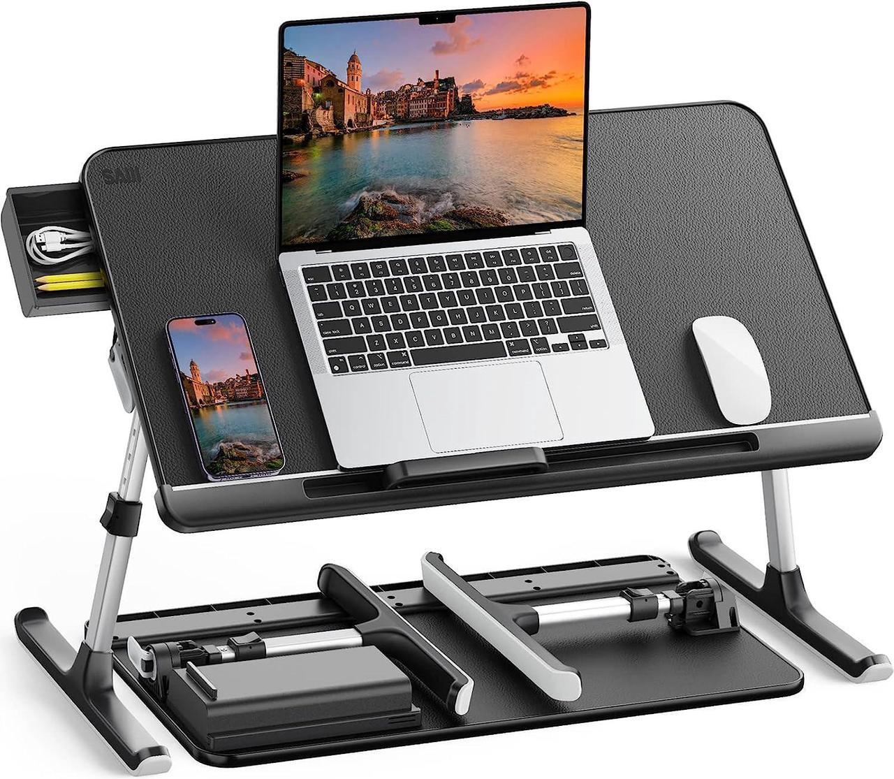 Main image of Laptop Bed Tray Table, Laptop Computer Lap Desk for Bed, Laptop Bed Desk with Anti-Slip PVC Leather,Adjustable Laptop Stand for Bed Sofa Couch, Bed Trays for Eating Breakfast